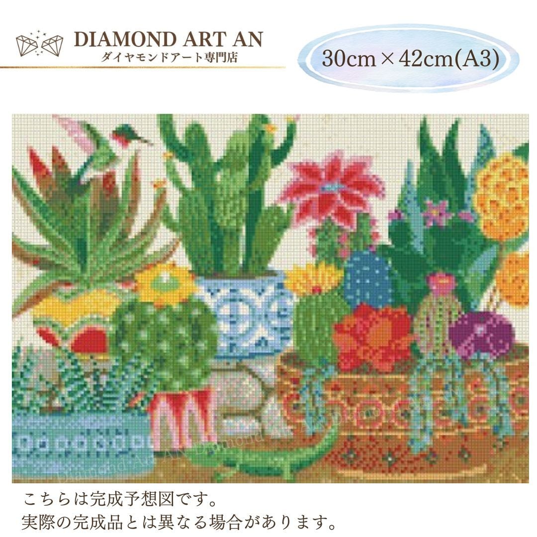 AM-351 ダイヤモンドアート キット 植物 多肉 花 ガーデニング 額縁
