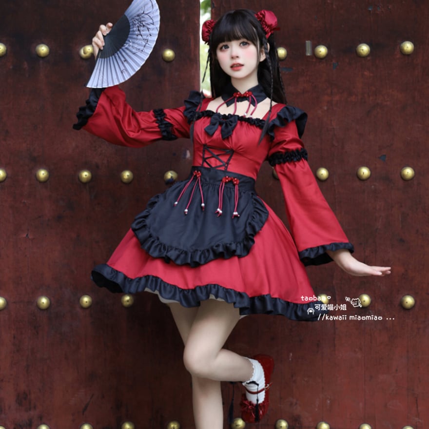 SEASONZ チャイナ風 メイド服 中華ロリータ ワンピース メイド服