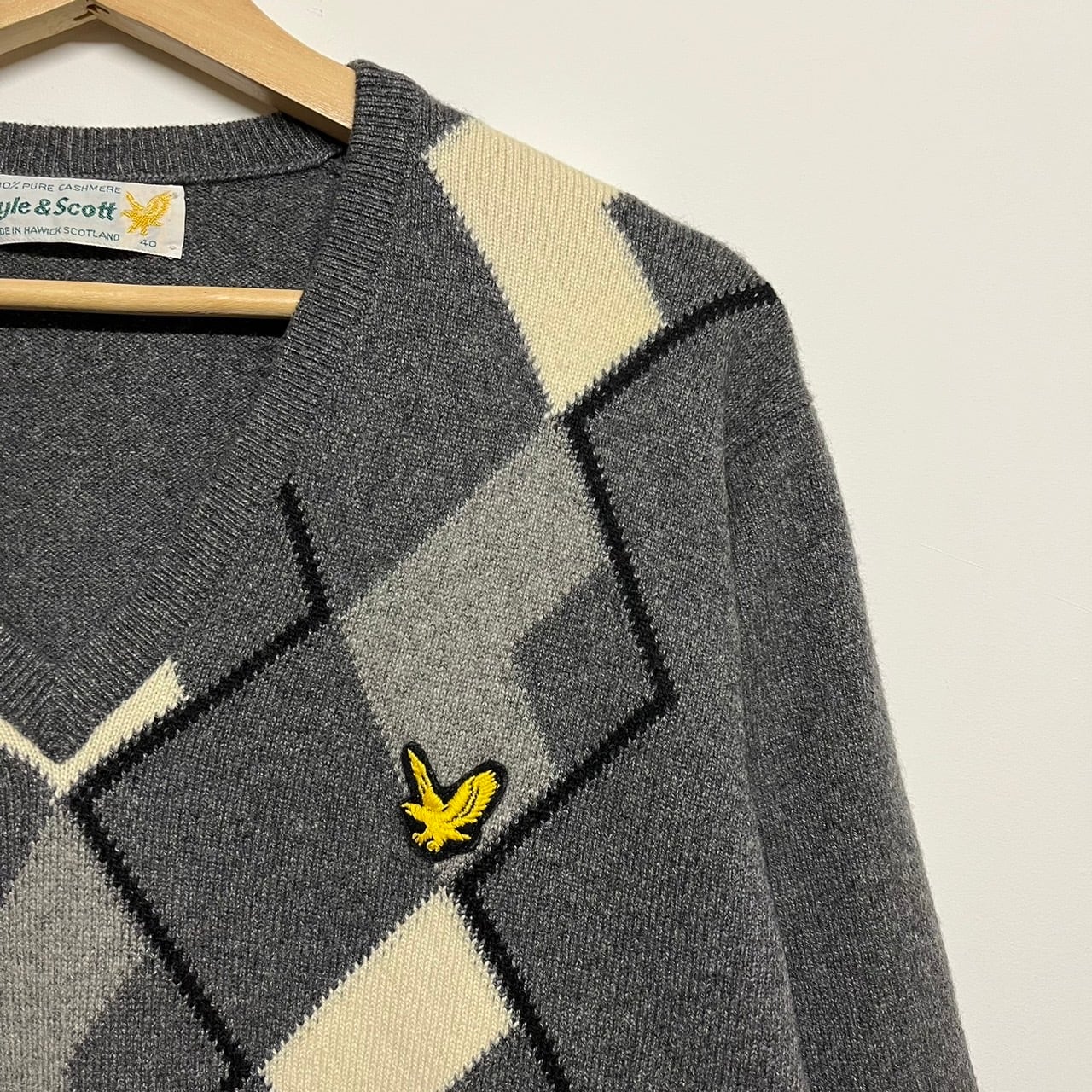 70's Lyle & Scott ライルアンドスコット アーガイル Vネック カシミア