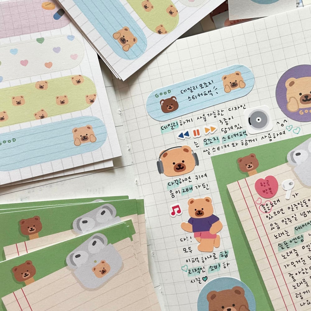 polybear】模造紙ステッカーセット 데일리 모조지 스티커팩 | 韓国文具
