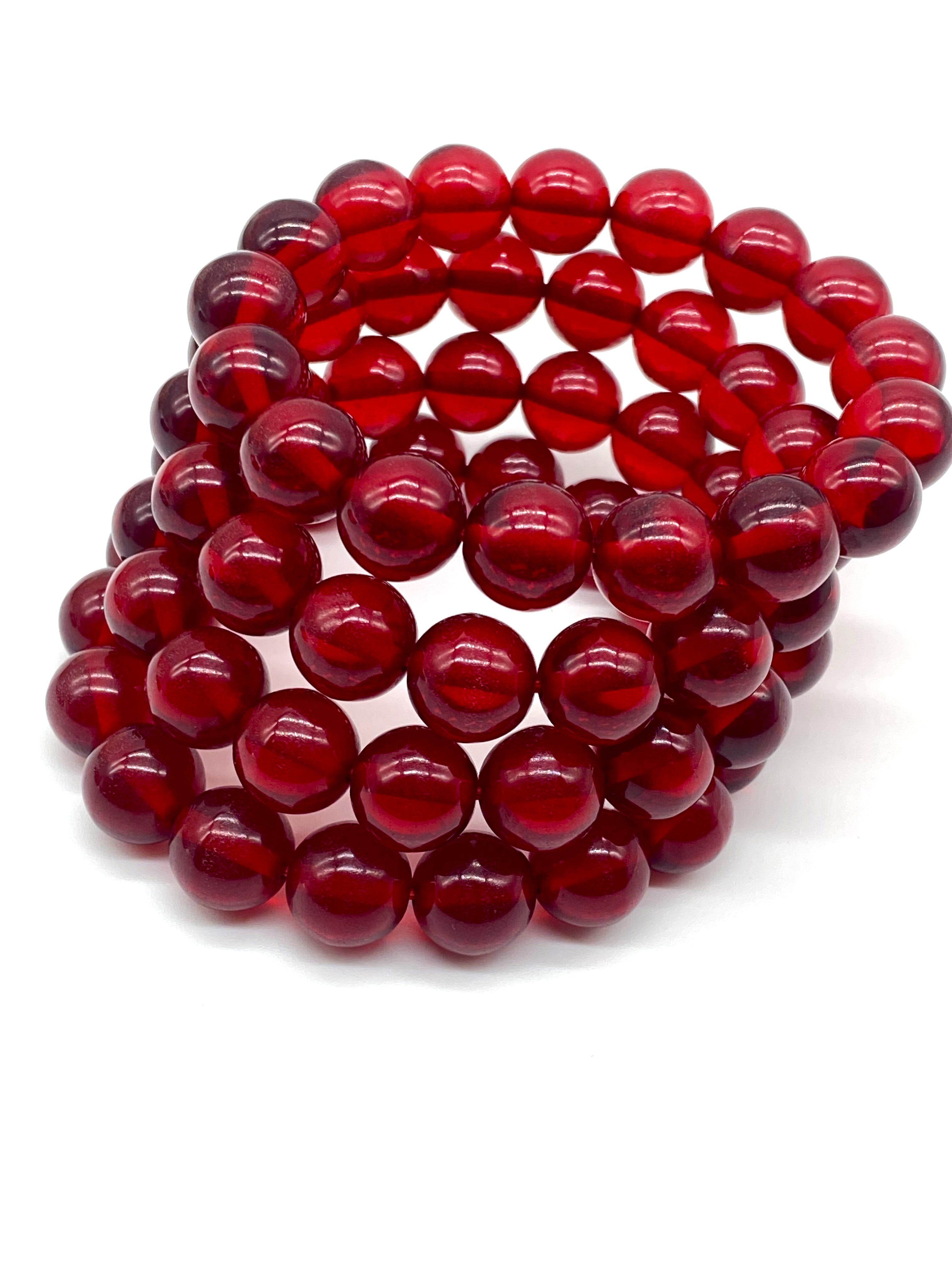 ◇ブレスレット◇ プレス アンバー(琥珀) レッド 約10mm | 天然石専門