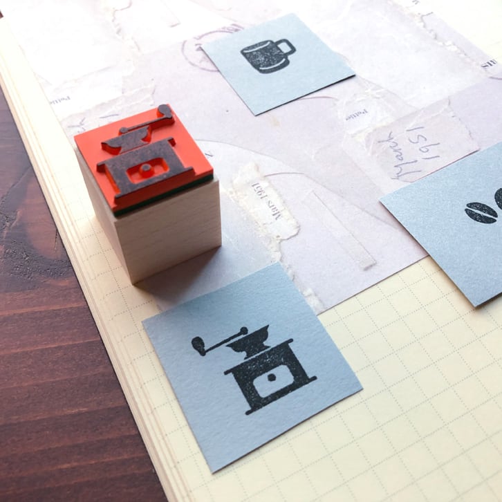 コーヒーはんこ3点セット/ミル/豆/マグカップ | 福わけはんこ®