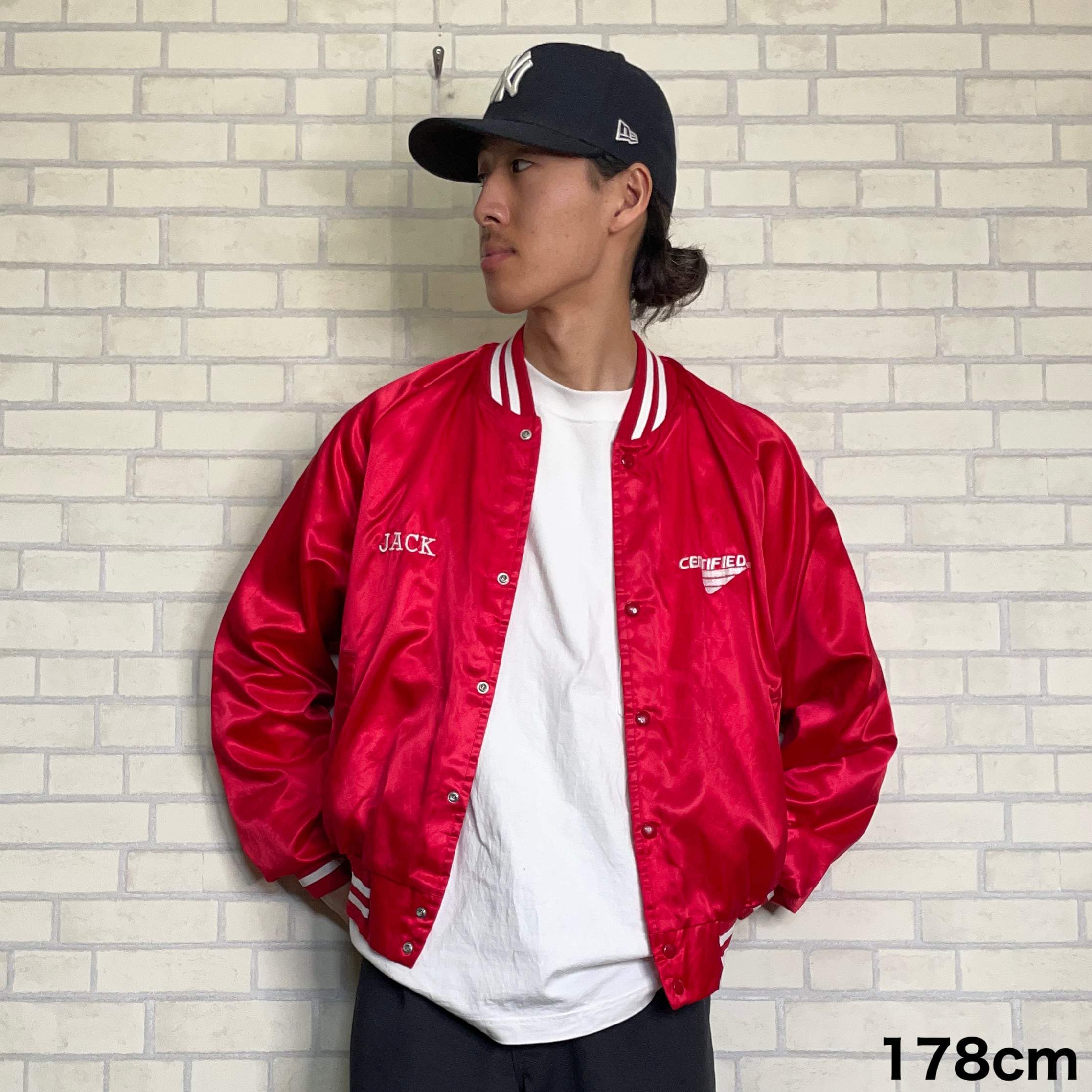 Made in USA 】Chalk Line ナイロンスタジャン L 刺繍入り ラインリブ