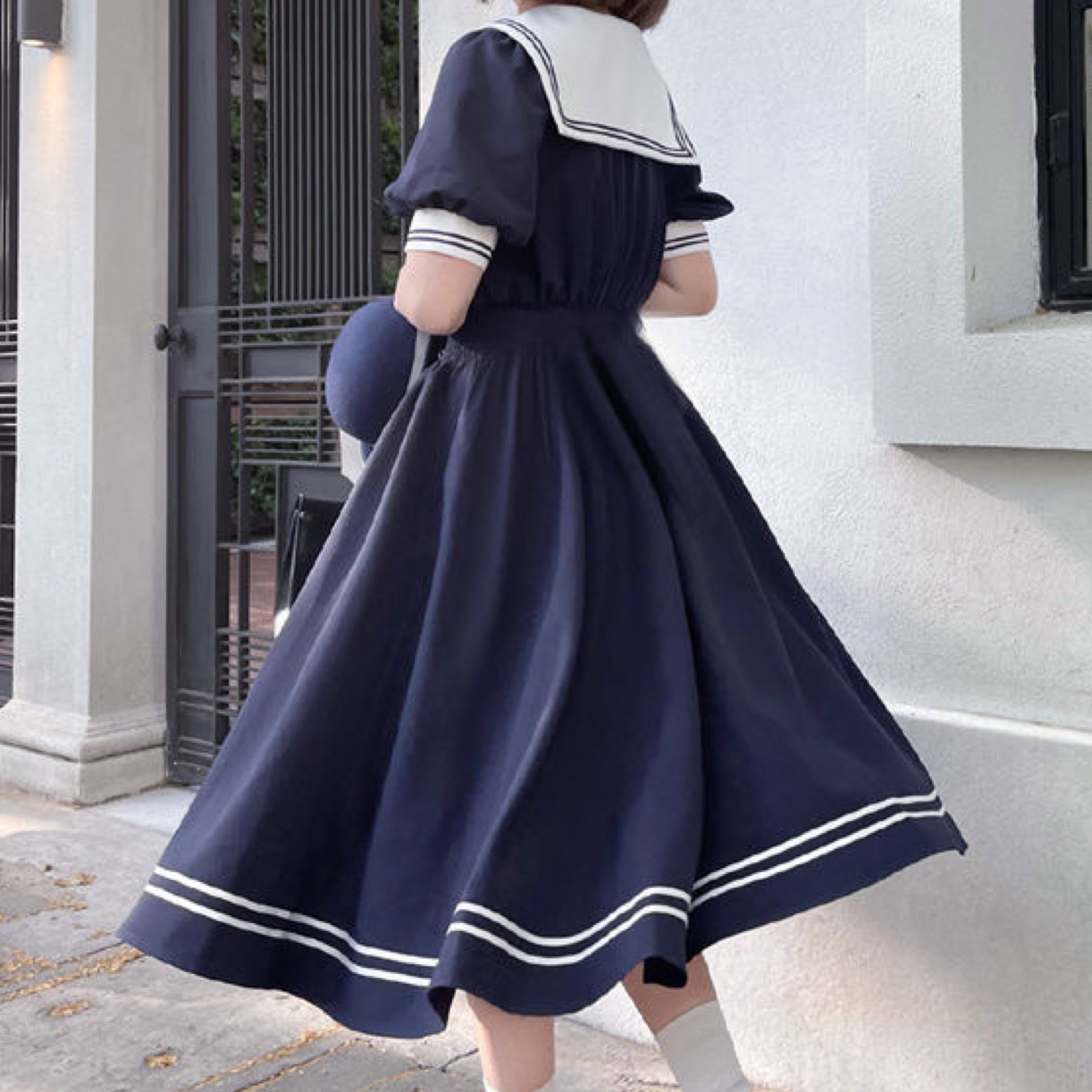 スウィートガーリー♡ミモレ丈セーラーワンピース F0674 | retro_n