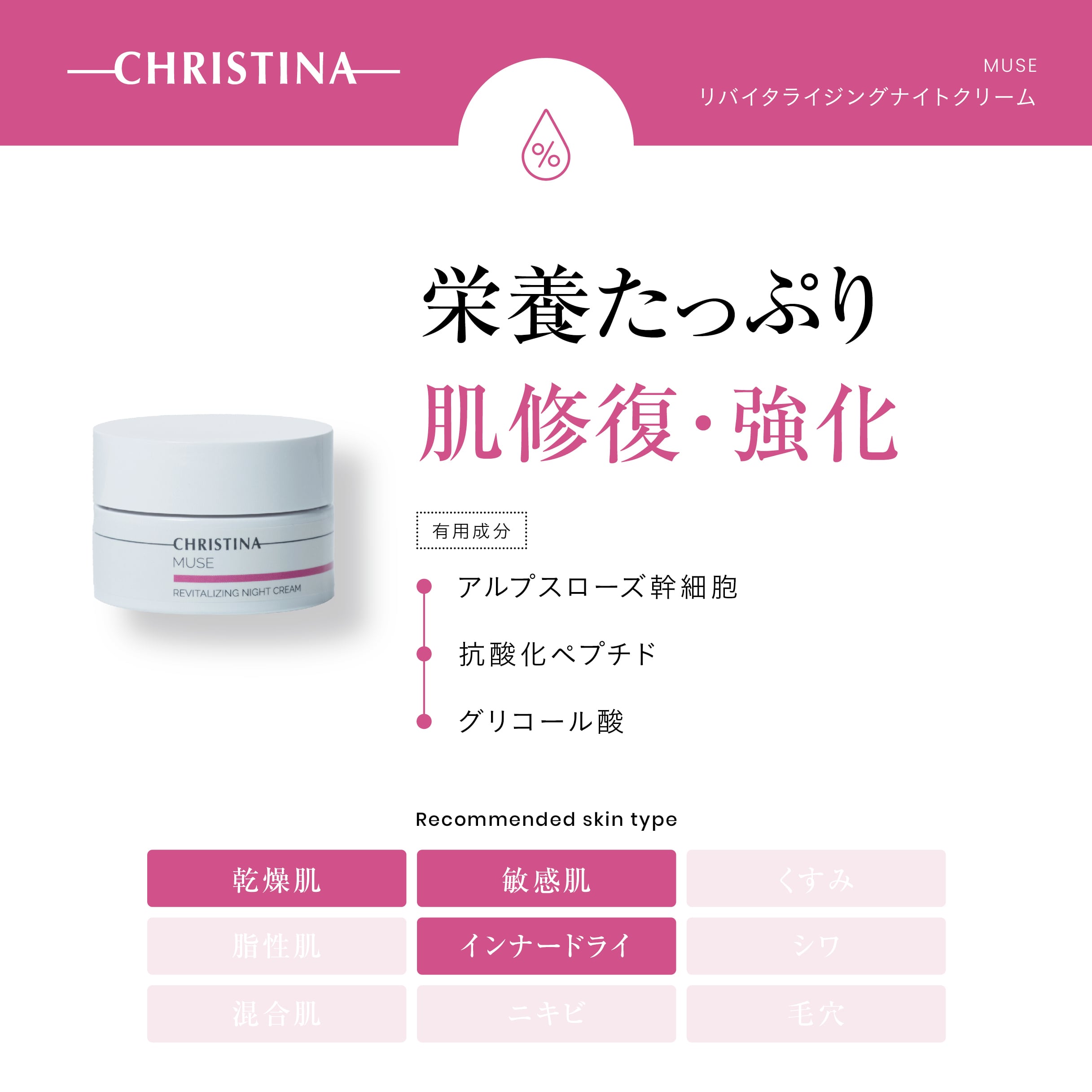CHRISTINA】リバイタライジングナイトクリーム【MUSE】 | BEAUTE SHOP