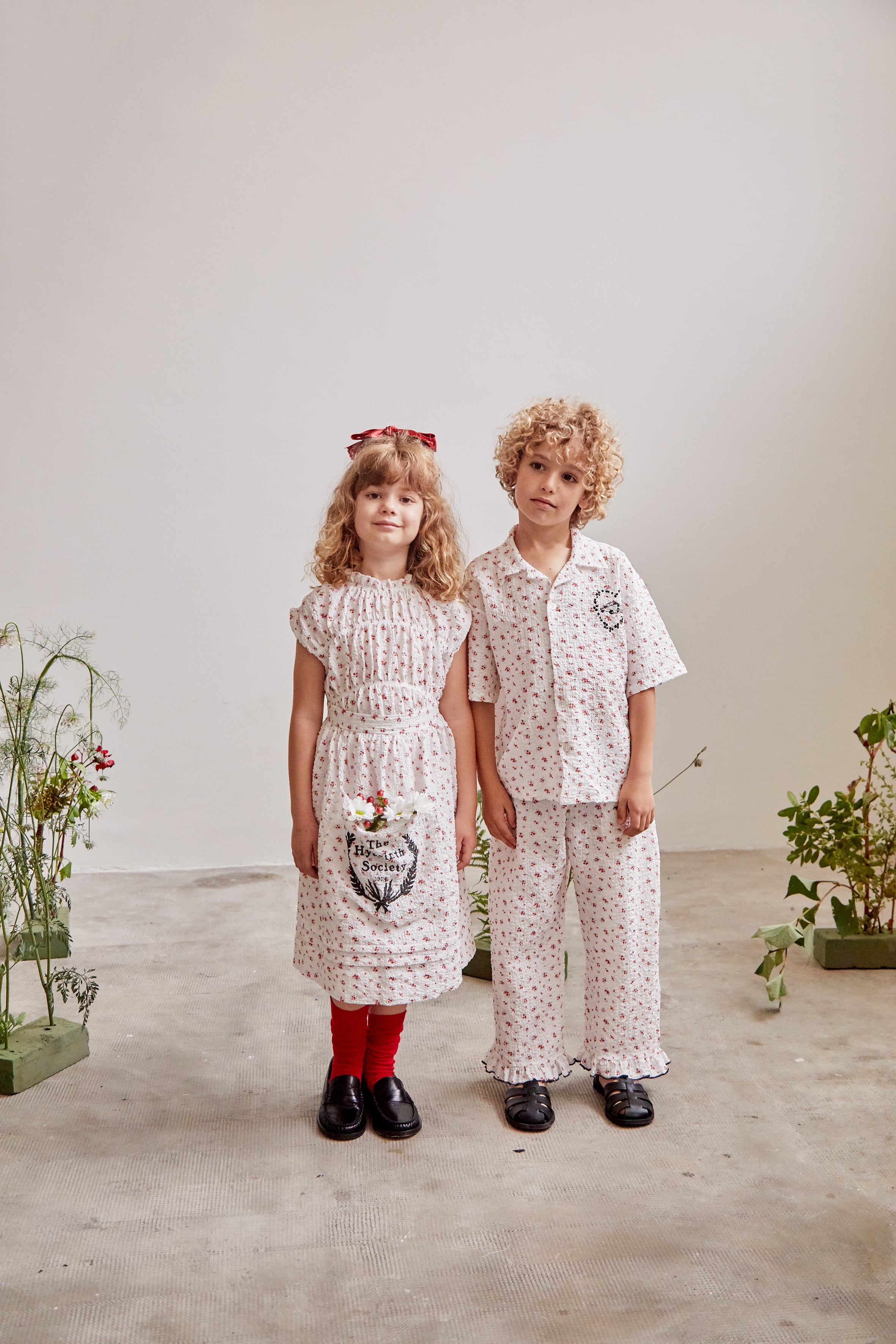 25SS】TOM＆BOY(トムアンドボーイ)SMALL FLORAL PANTS white×red(2y/4y