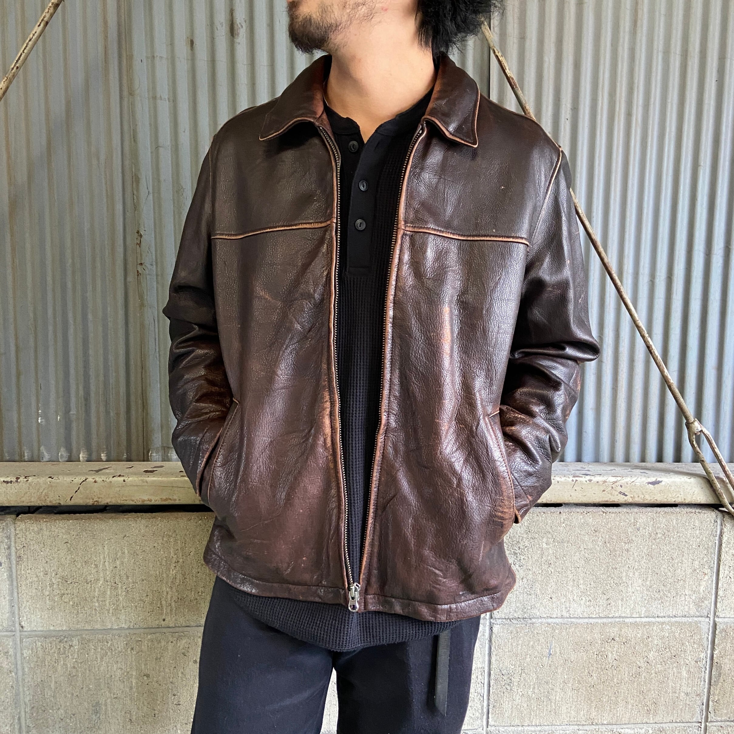 Eddie Bauer エディーバウアー レザージャケット 本革 メンズM 古着