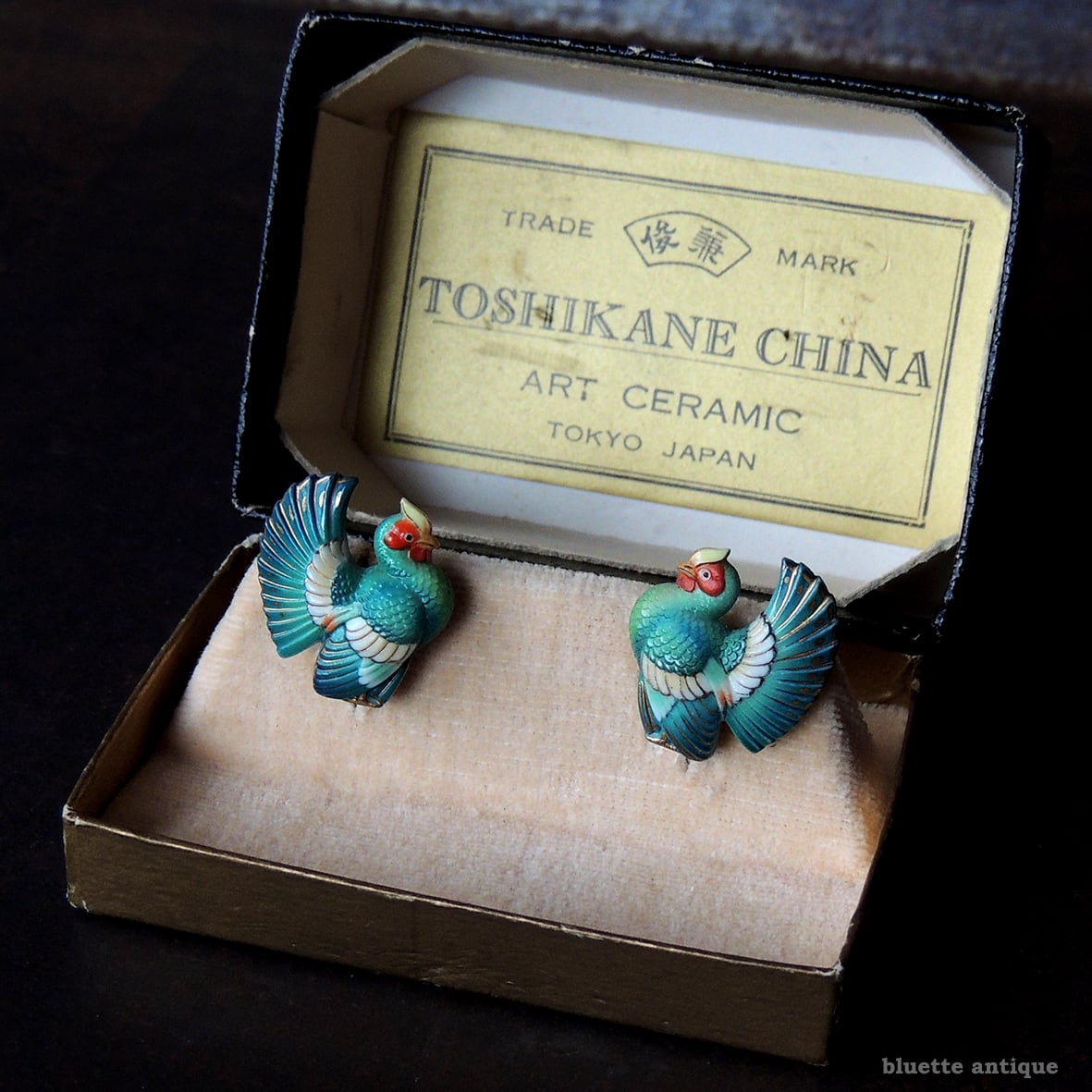 ヴィンテージ トシカネジュエリー 有田焼 鶏 イヤリング（オリジナル