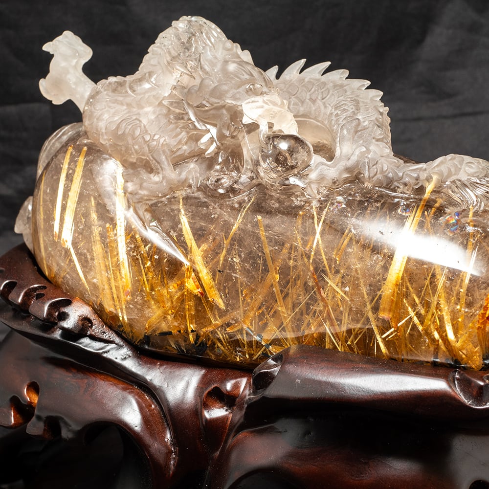 ルチルクォーツ 龍 置物 風水 開運祈願 金運祈願 開運 金運 財産運