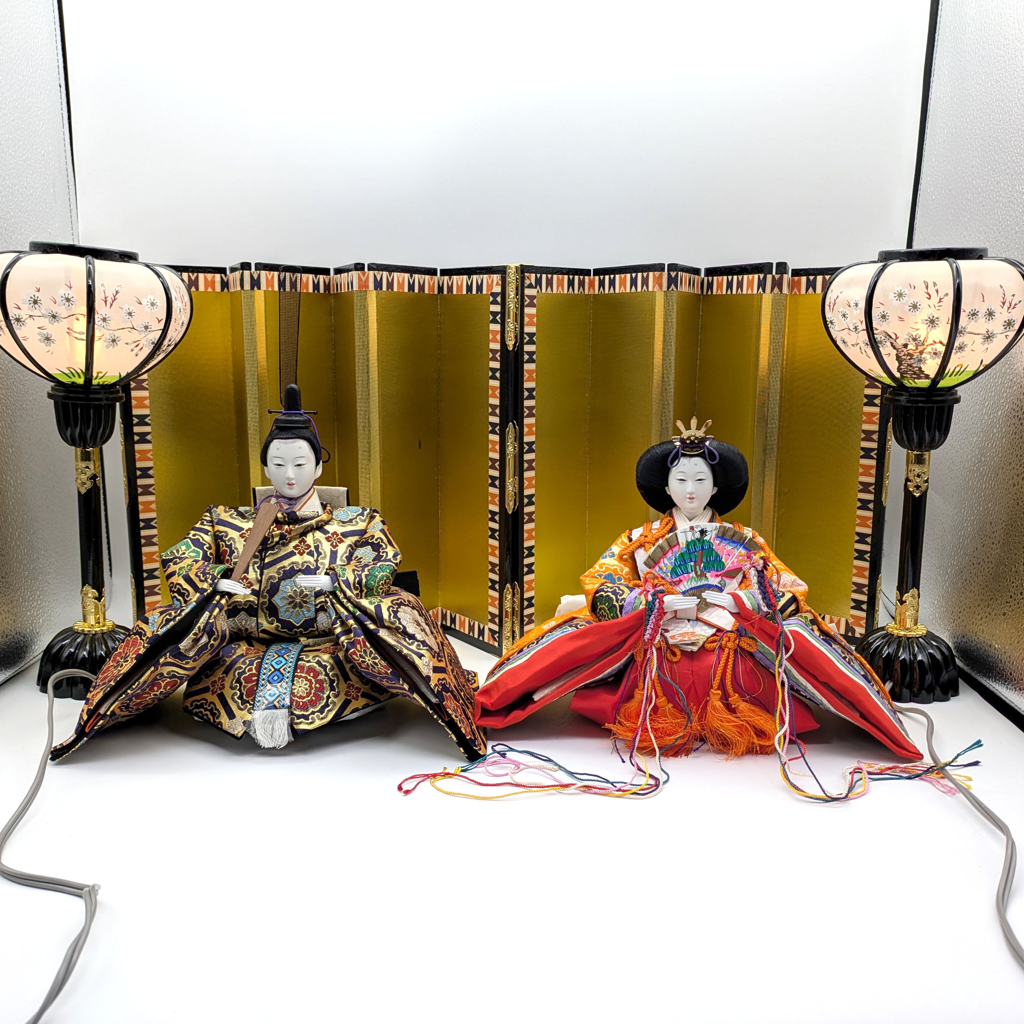 雛人形セット・雛祭り・お内裏様・お雛様・屏風・雪洞・節句飾り・No