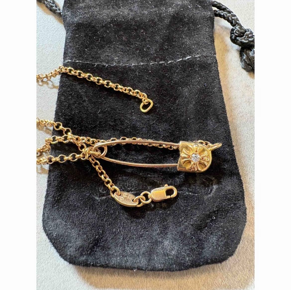 CHROME HEARTS クロムハーツ 22k セーフティピン 純正ダイヤ 18インチ