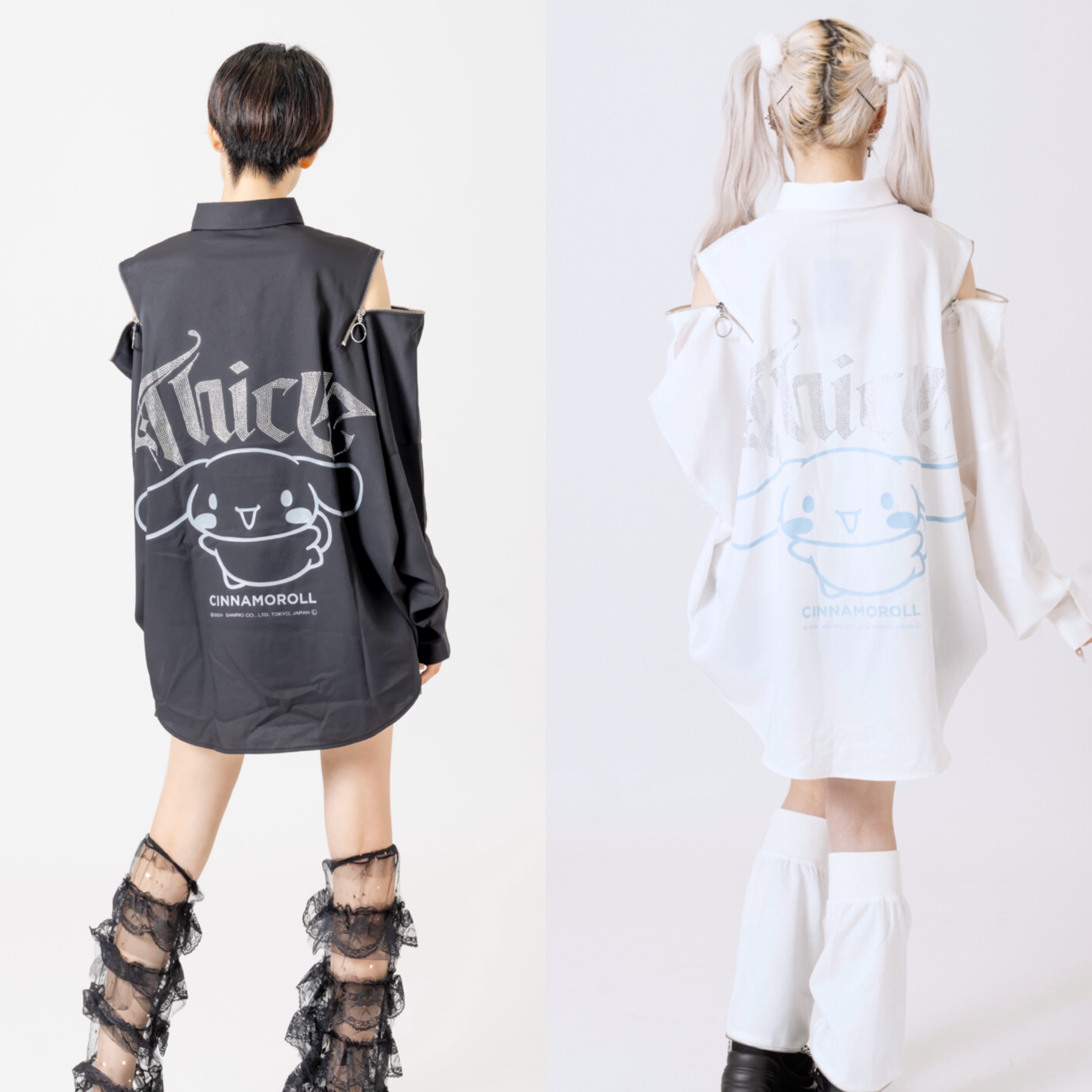 シナモン×THICC コラボ ラインストーンロゴシャツ | 韓国系ユニ