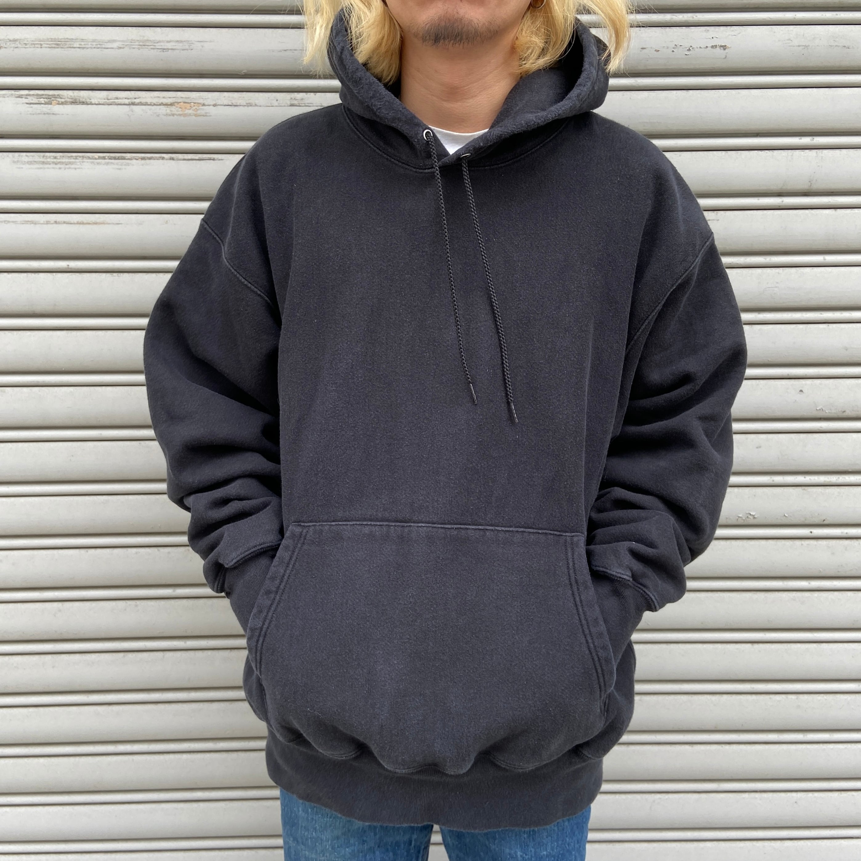 00s チャンピオン プレミアムリバースウィーブ 目なし パーカー 黒 XL