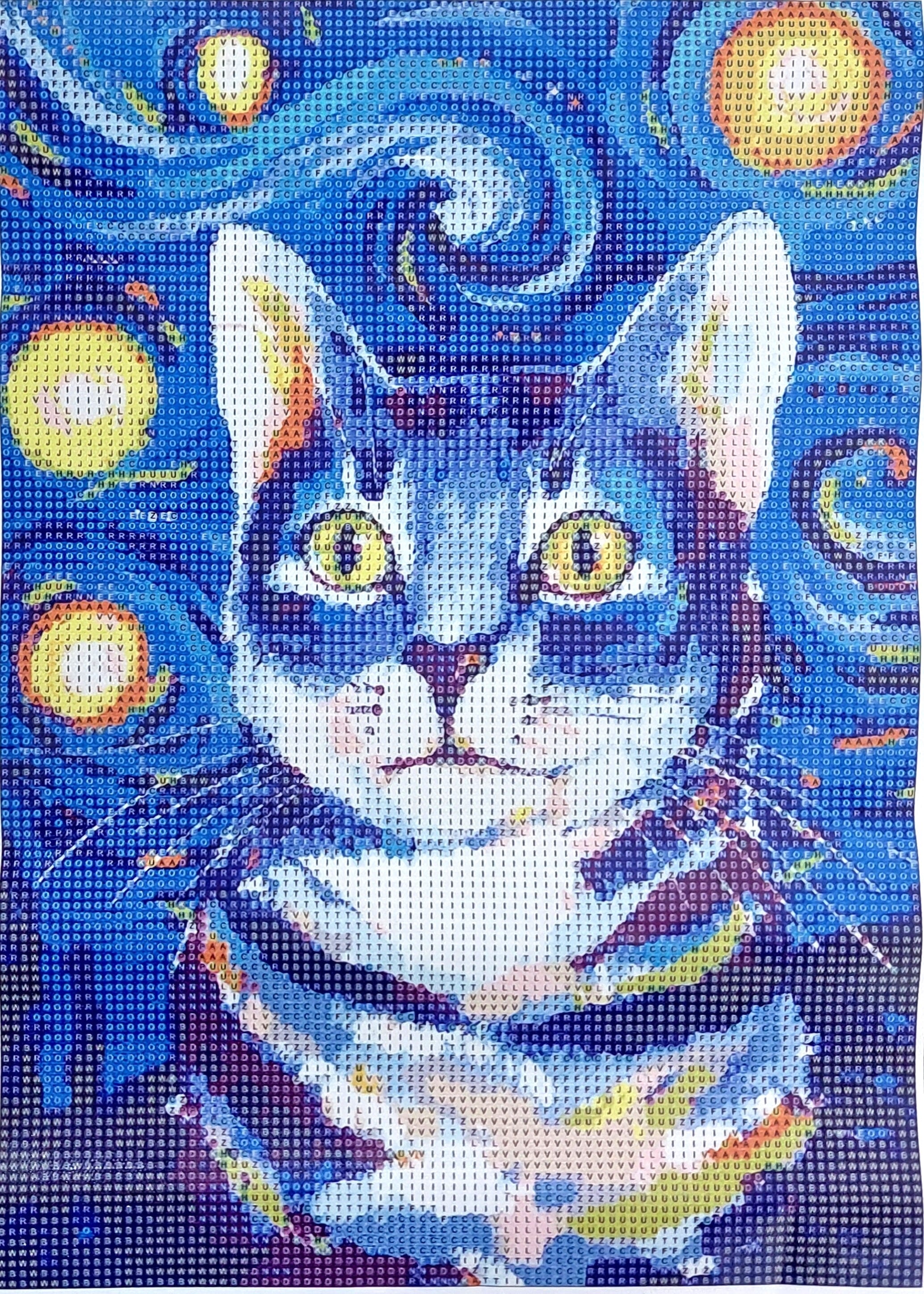 ダイヤモンドアート 『星空に浮かぶ猫』 B4サイズ(外寸30x40) ラウンド