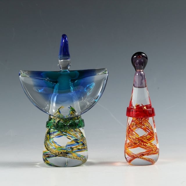 近代工芸 マルテイガラス ハンドメイド硝子 立雛 /雛人形,雛飾 紙箱