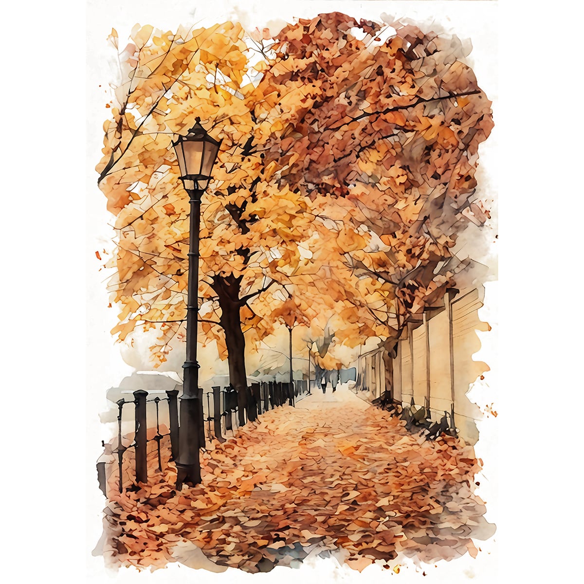 絵画 風景画(街並み) 秋 ドイツ ベルリンの紅葉 インテリアアート額