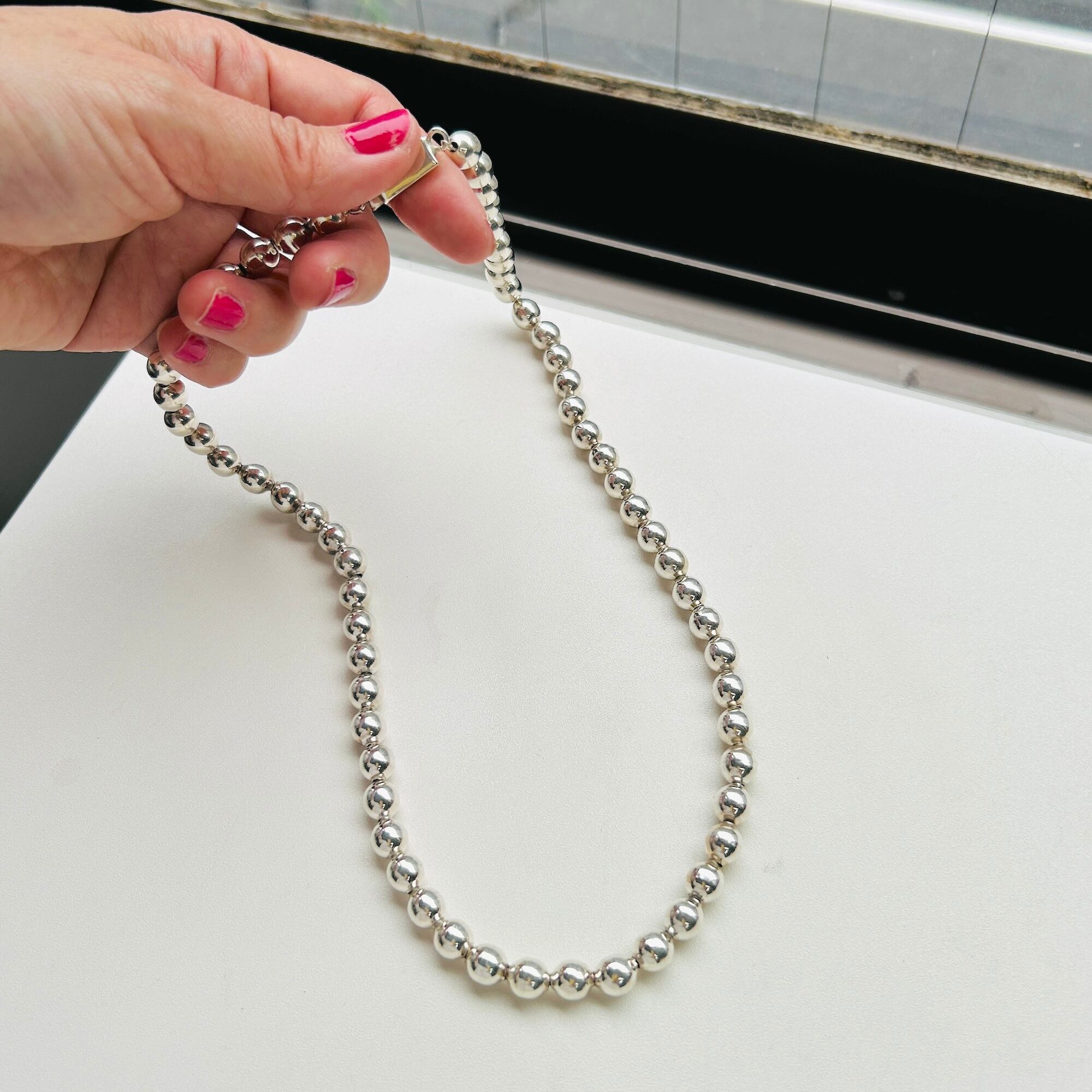 Mexico シルバー 8mm ボールビーズネックレス（58.5cm） | Milo