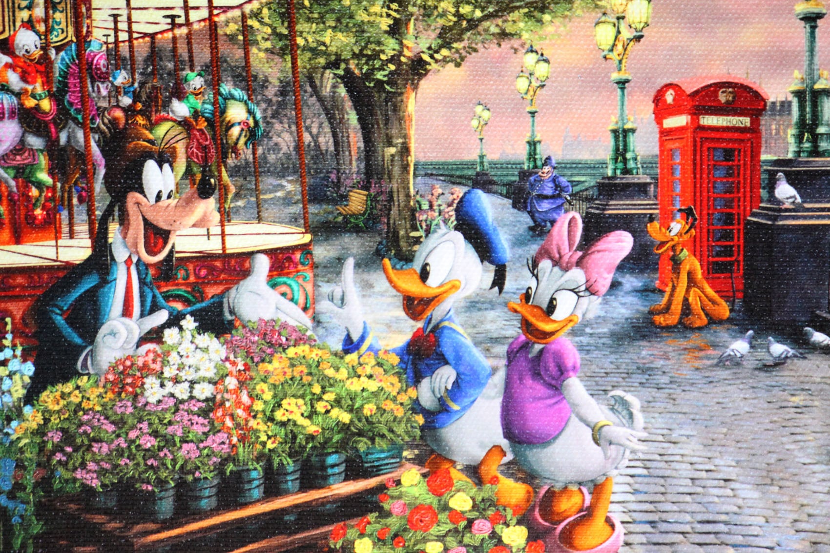 ディズニー絵画 ミッキー＆ミニー/イン ロンドン 展示用フック付