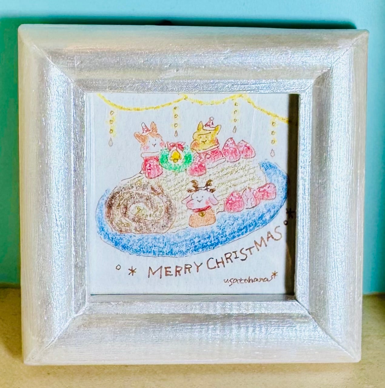 うさぎのむう】ブッシュドノエル2024(原画) 手描きイラスト 絵 雑貨