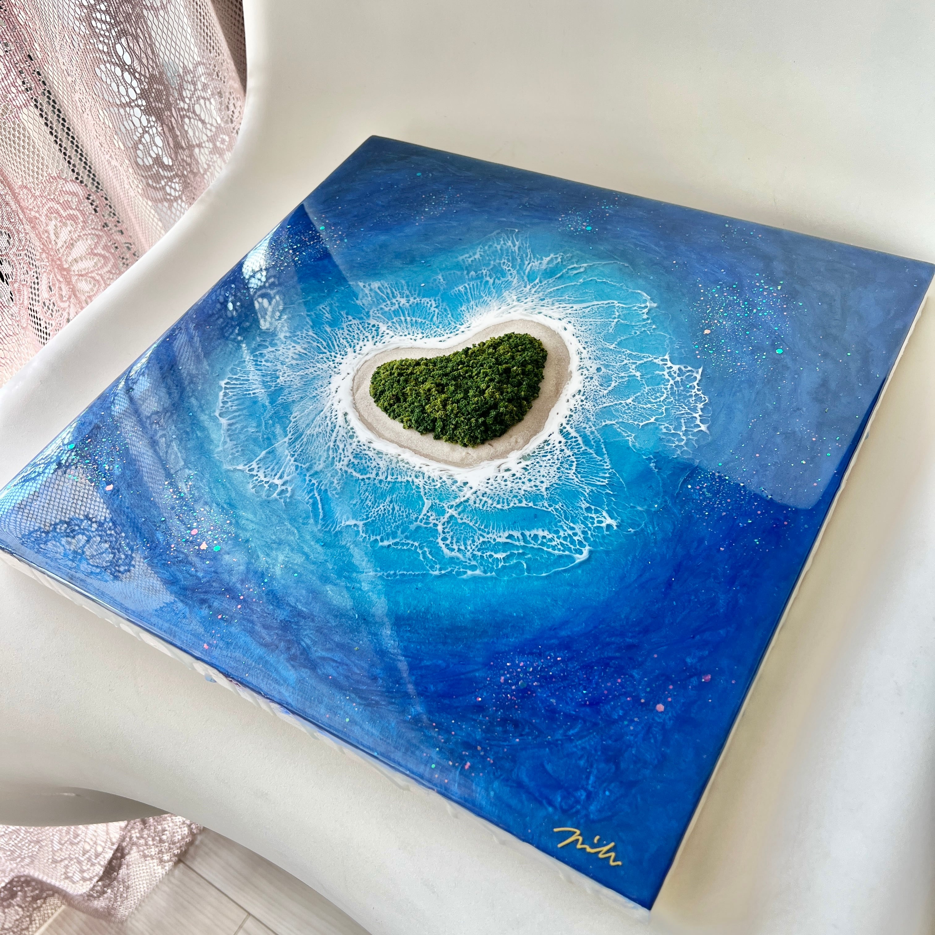 送料無料】レジンアート海 ”人魚姫の世界 2023 009” 原画 333mm× 333mm