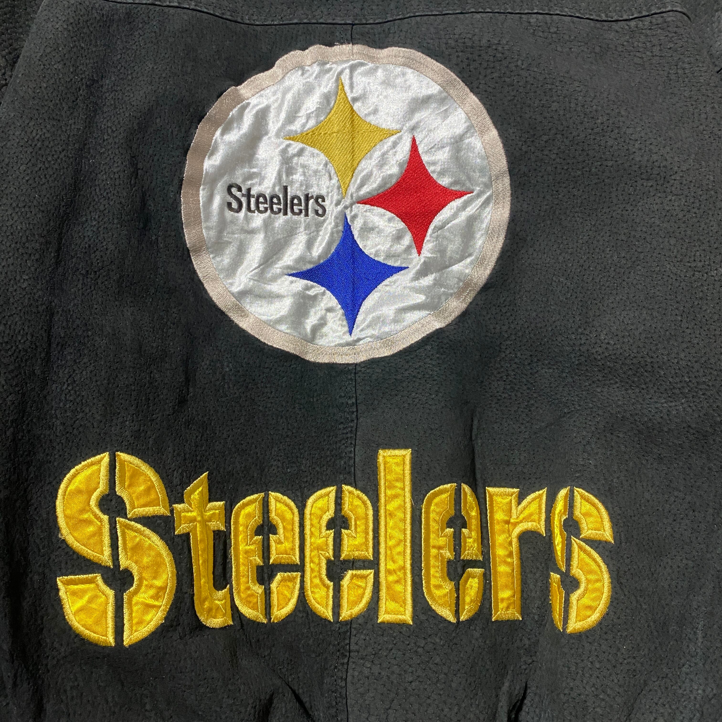 90's NFL Steelers スティーラーズ バックロゴ ラインリブ スタジャン