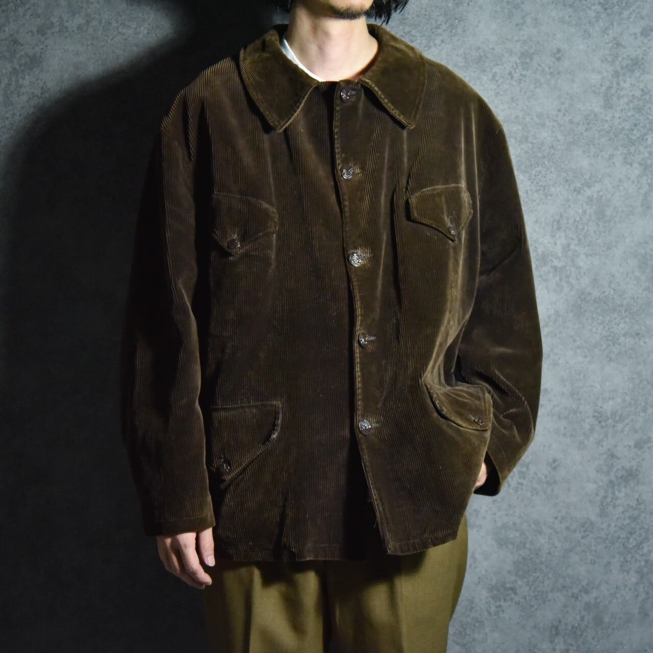 DEAD STOCK】30-40s French Vintage Hunting Corduroy Jacket With
