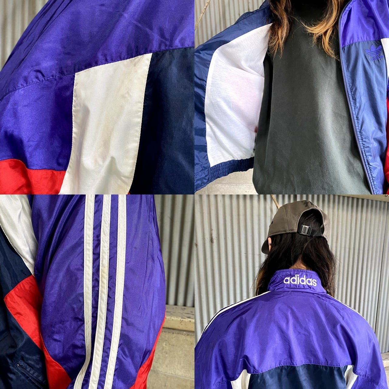 90年代 adidas アディダストレフォイルロゴ刺繍 ナイロンジャケット