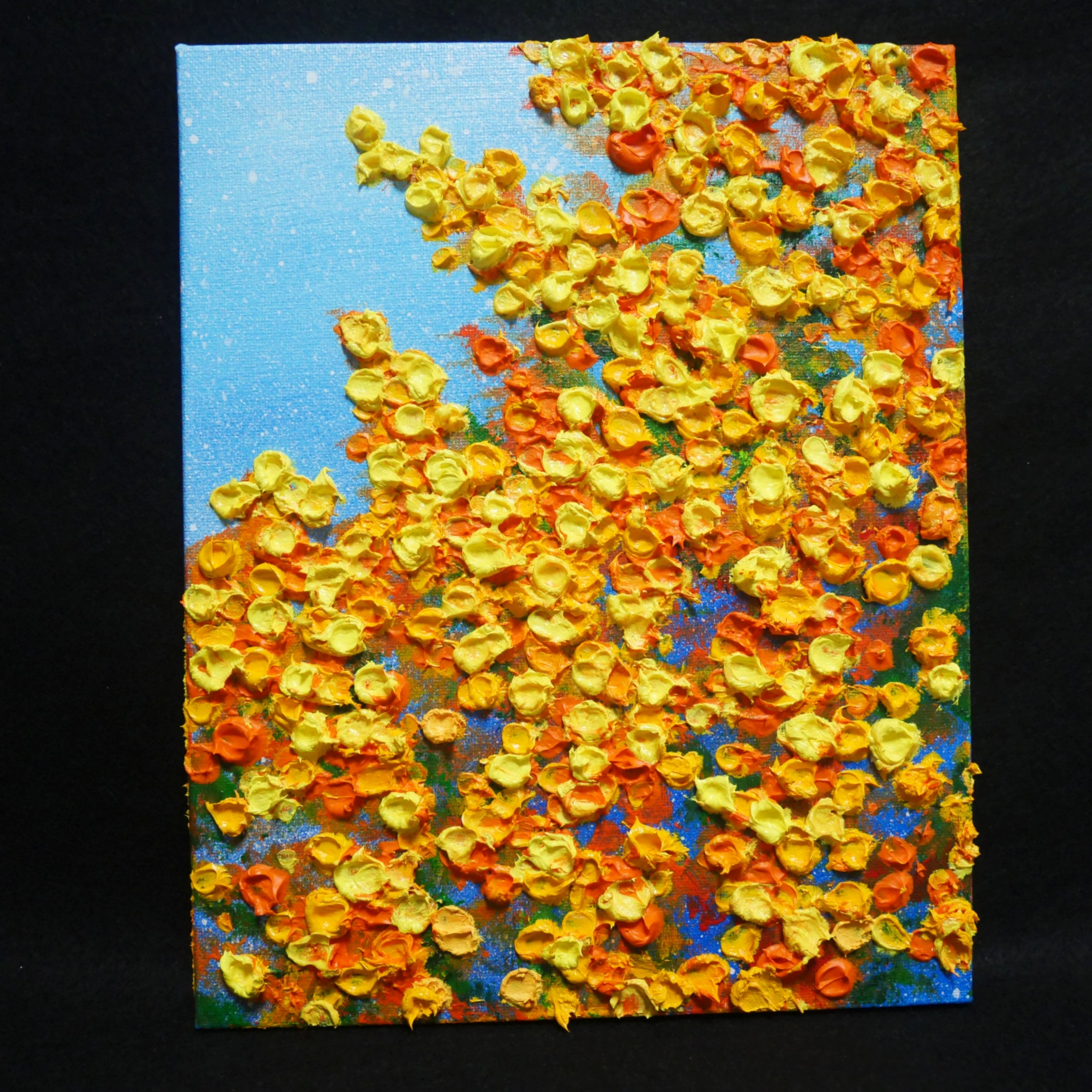 油絵 油彩 油彩画 絵画 絵【春の青いミモザ】 | HIROSHI1990