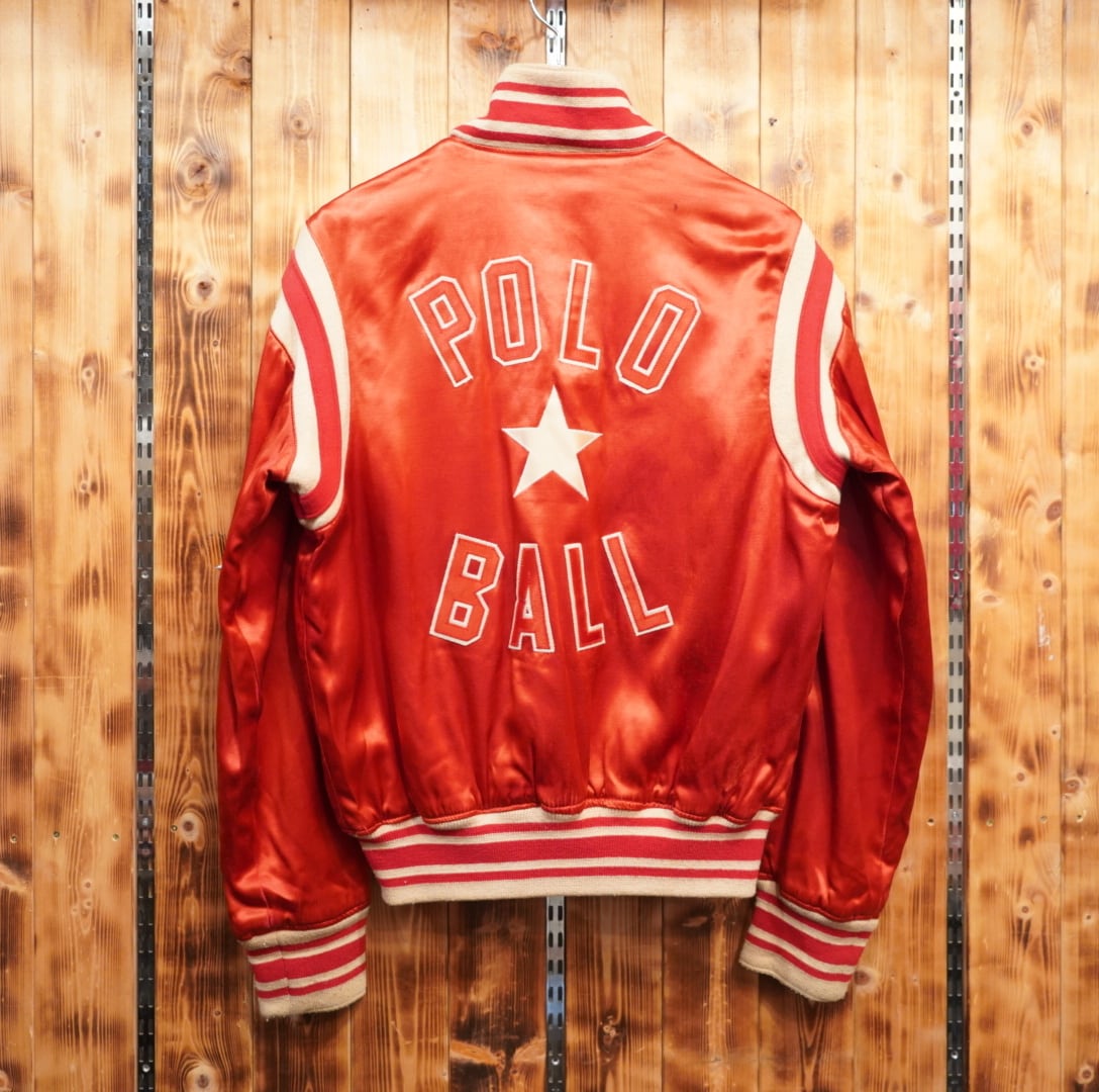 90s ralphlauren usa製 poloball スタジャン 赤 S/ヴィンテージ 名作