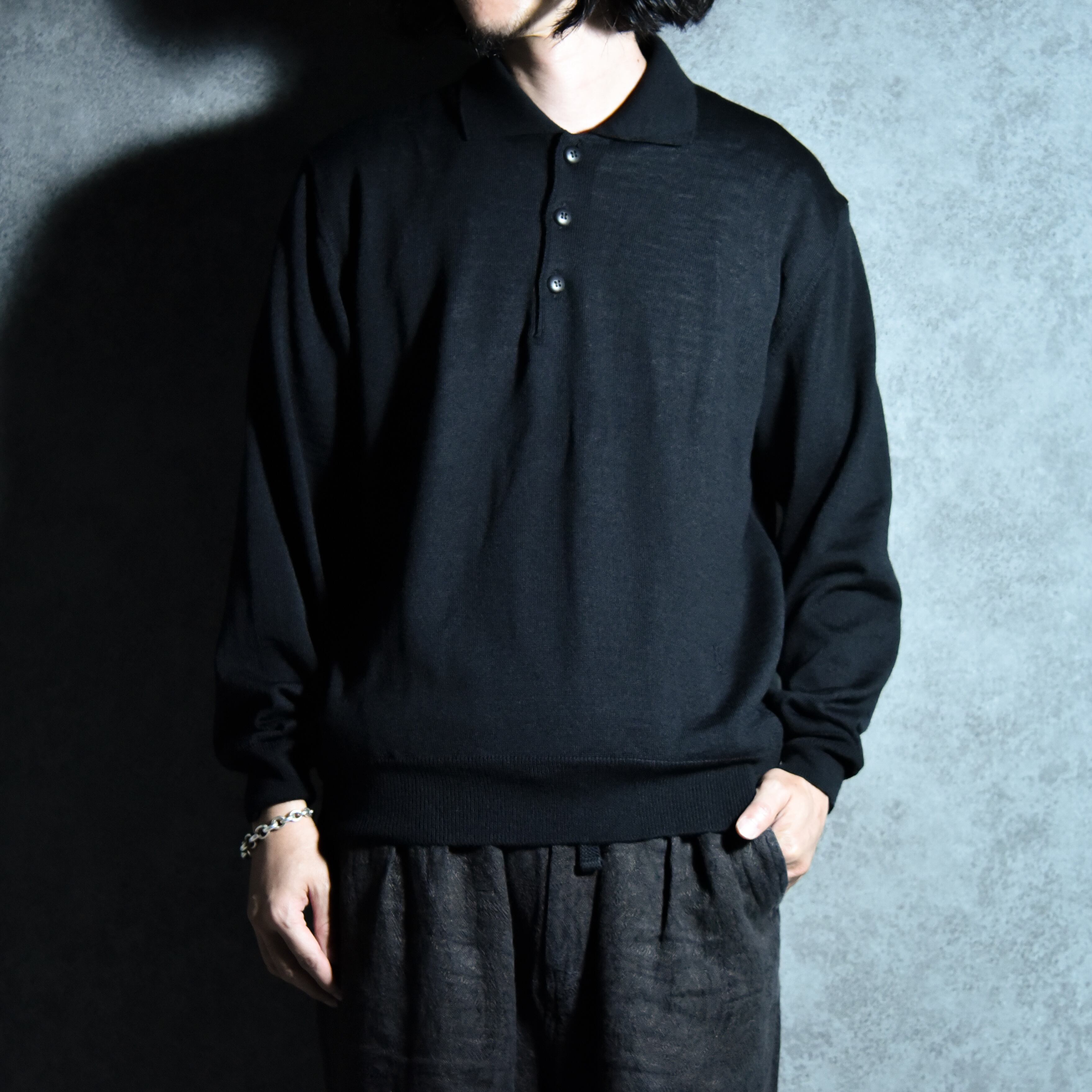 DEAD STOCK】80-90s Yves Saint Lauren Long-sleeve Knit Polo Shirts