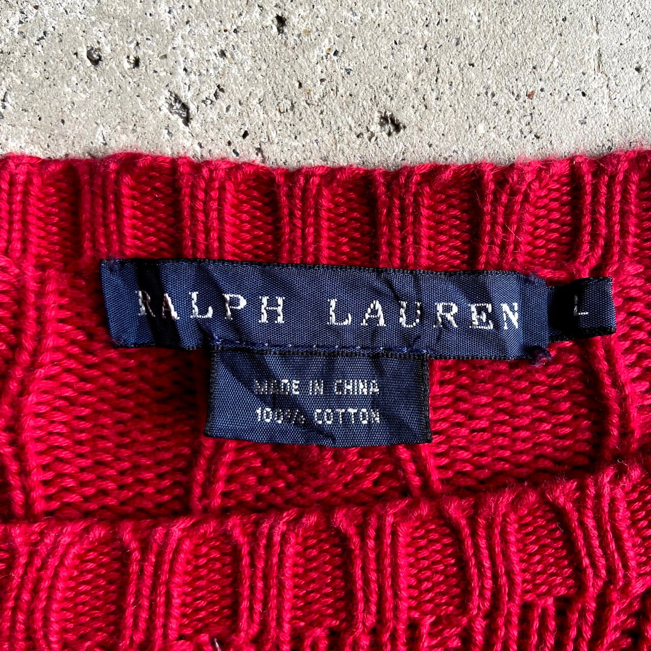 Ralph Lauren ラルフローレン ケーブル編み クルーネック コットン