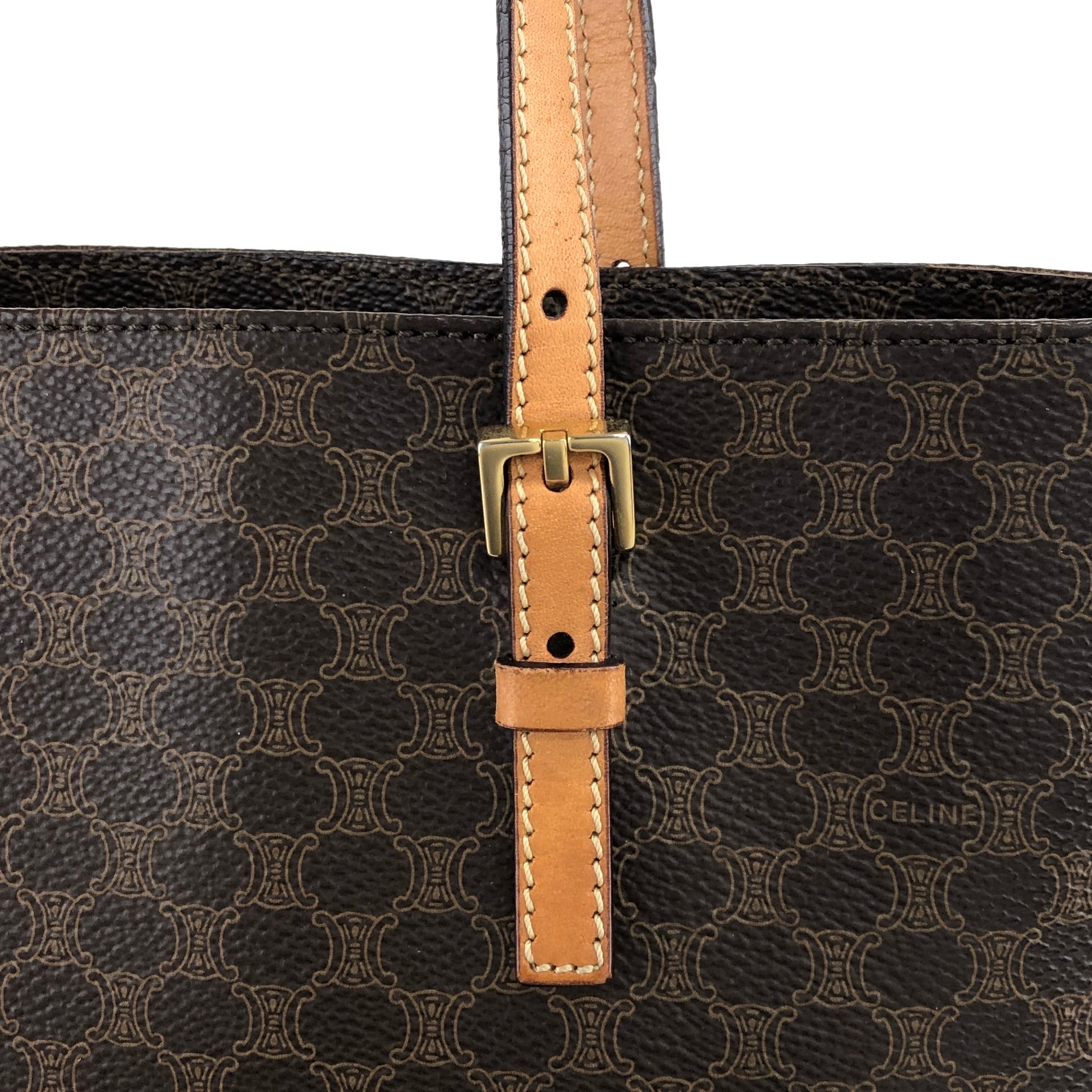 CELINE セリーヌ マカダム トートバッグ ブラウン PVCレザー vintage