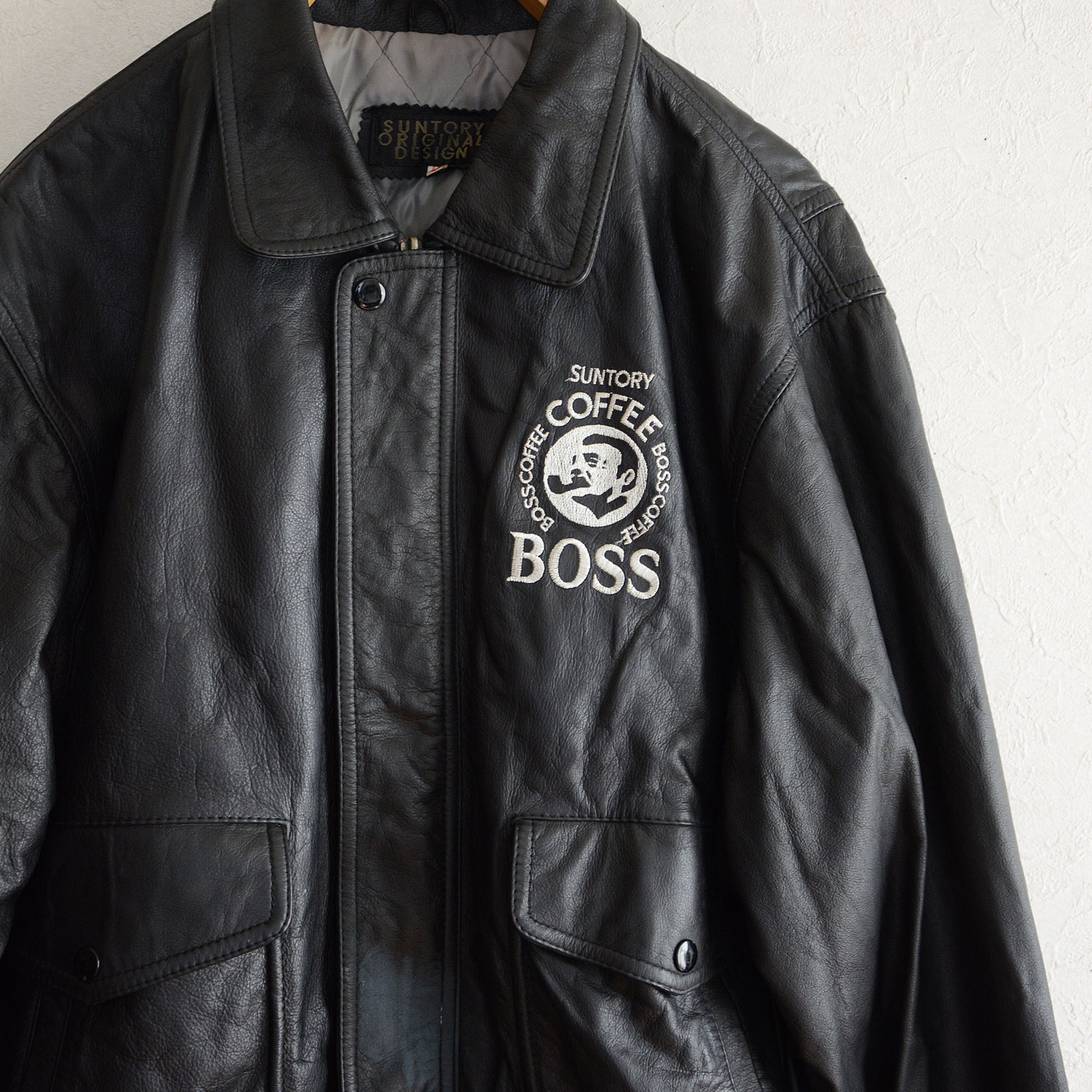 SUNTORY BOSS ボスジャン サントリー 1994 初代 刺繍ロゴ レザー