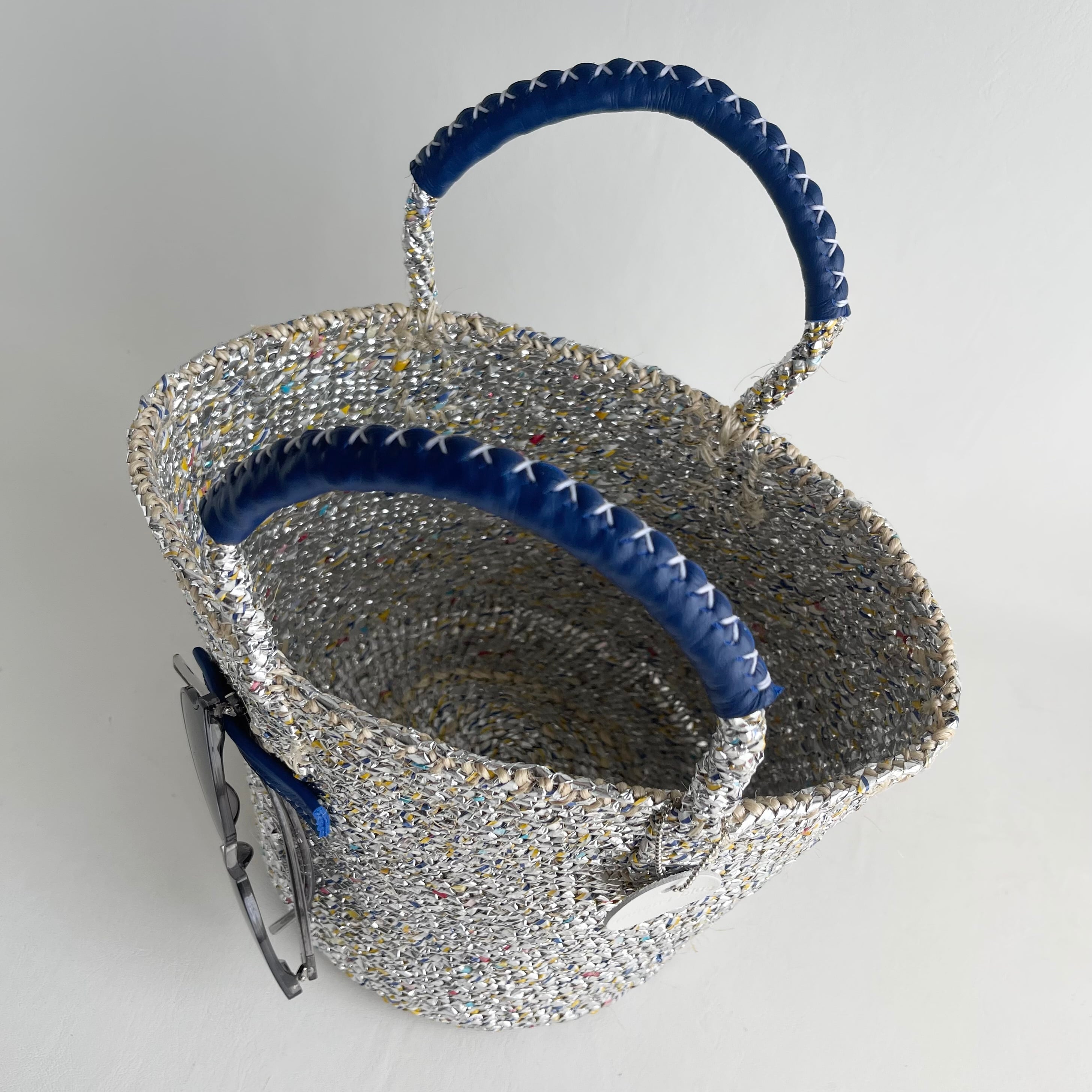 限定即納 ] SILVER MIX kago-bag / M / BLUE | meong blue