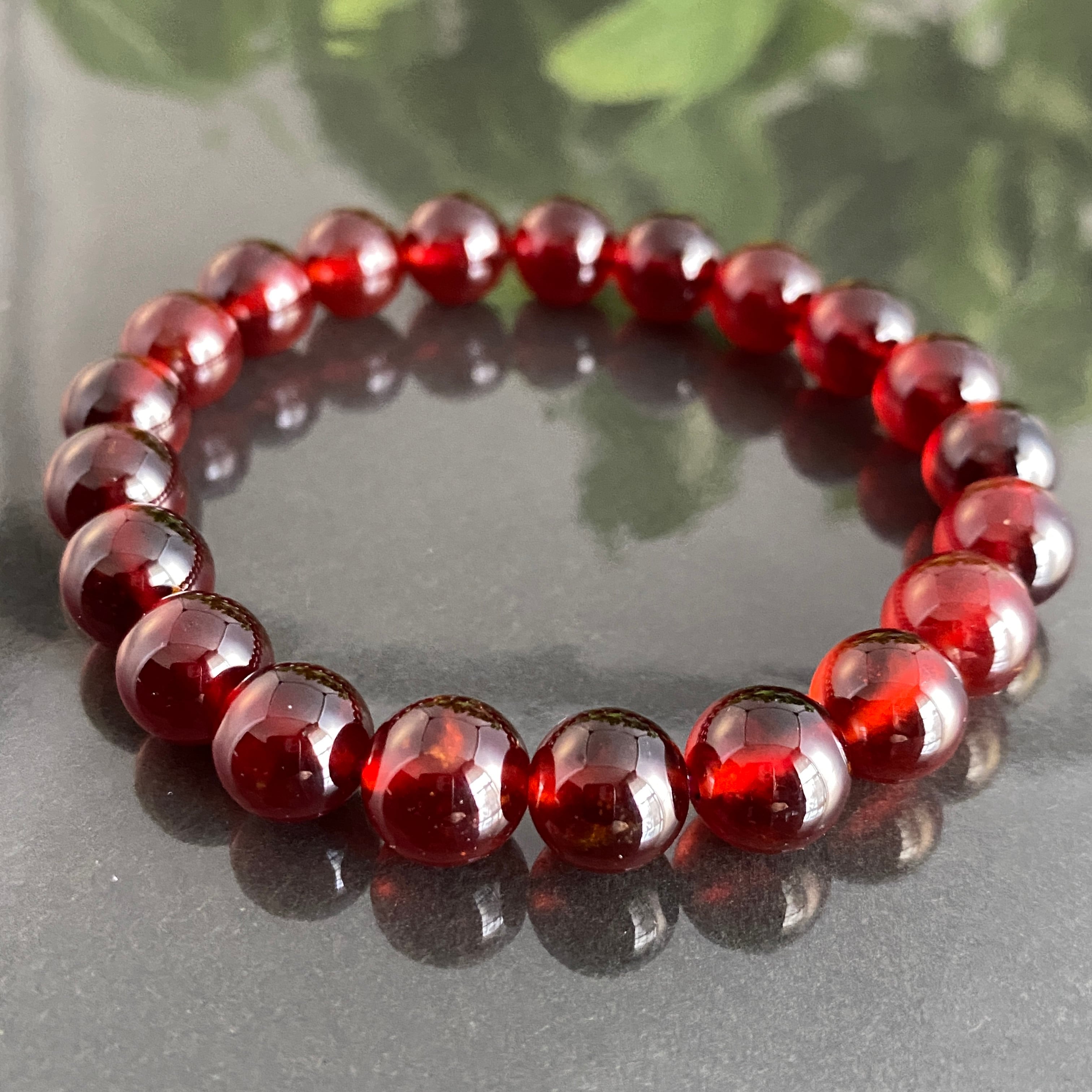 高品質】ヘソナイトガーネット☆朱色☆431-1天然石ブレスレット
