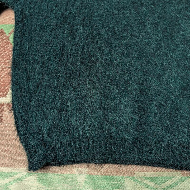60s～ Sears TRADITIONAL COLLECTION V-Neck Green Mohair Wool