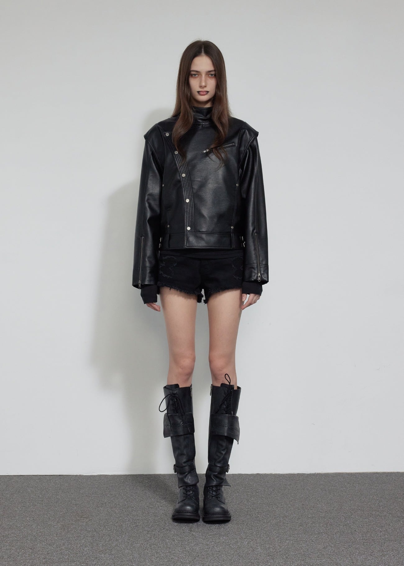 BOHEMIAN SEOUL] ASYMMETRICAL RIDER JACKET, BLACK 正規品 韓国