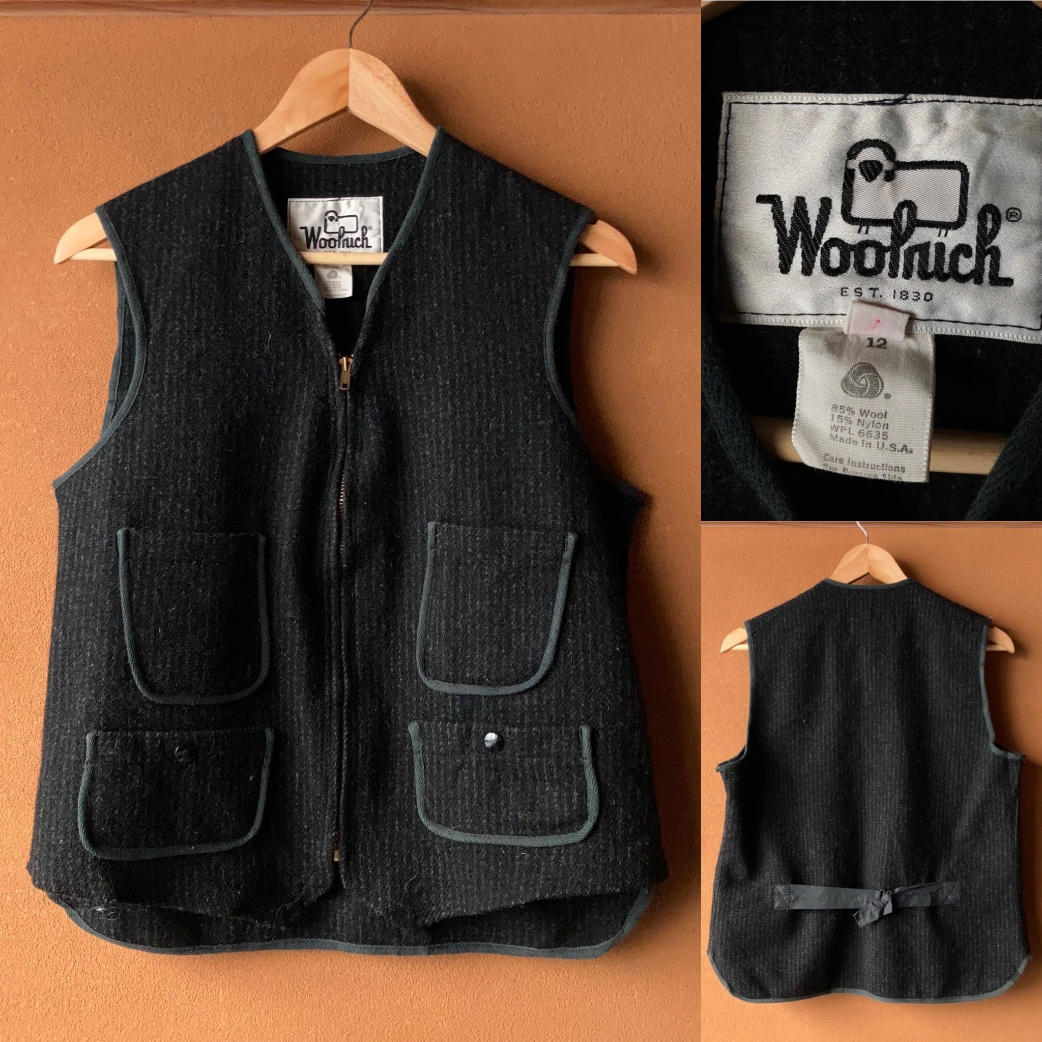 70's Woolrich ウールベスト USA製 TALONジッパー SIZE 38 【0114A45