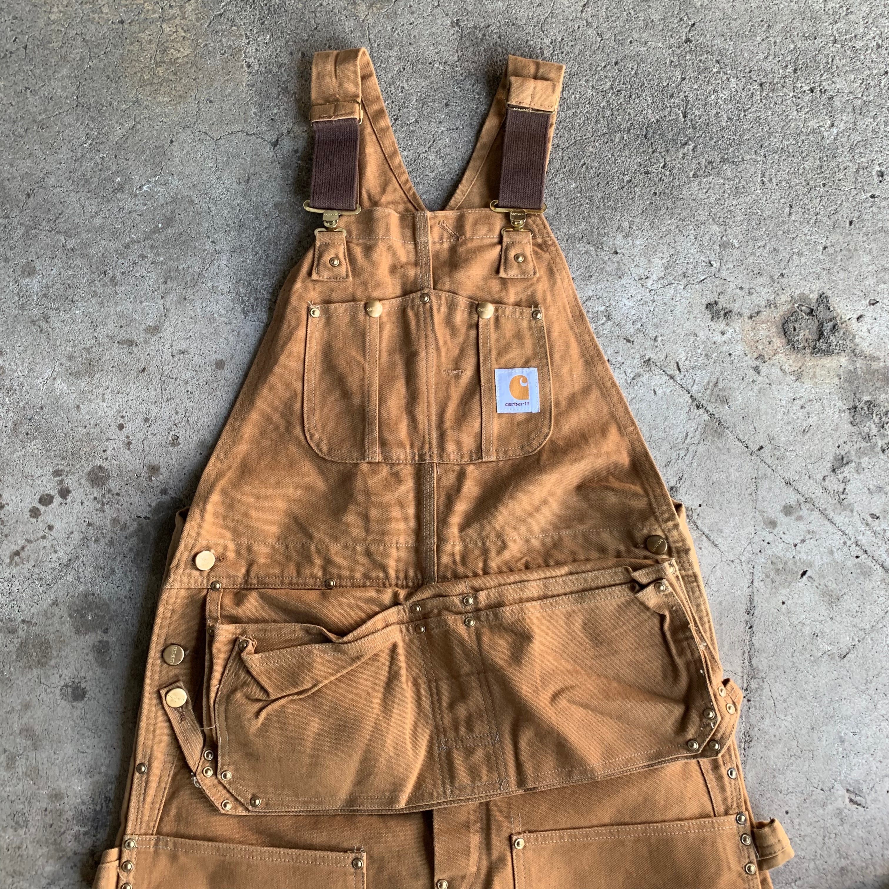 90s Carhartt エプロン付きダブルニーダック地オーバーオール MADE IN