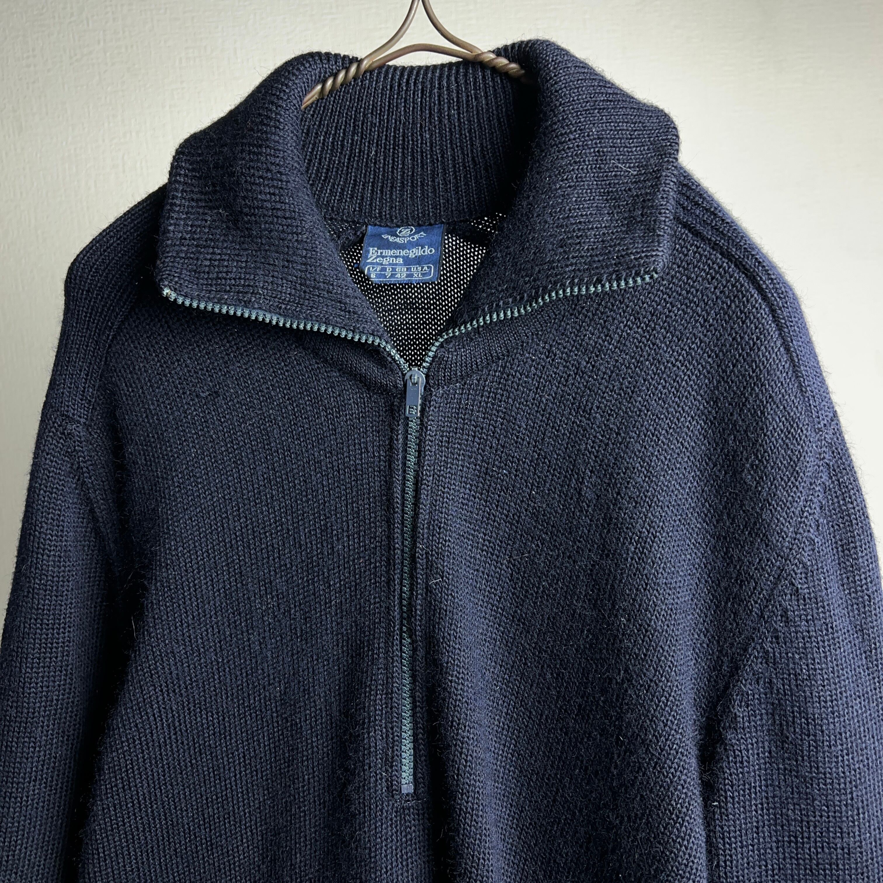 1980's Ermenegildo Zegna Half Zip Knit Sweater 80年代