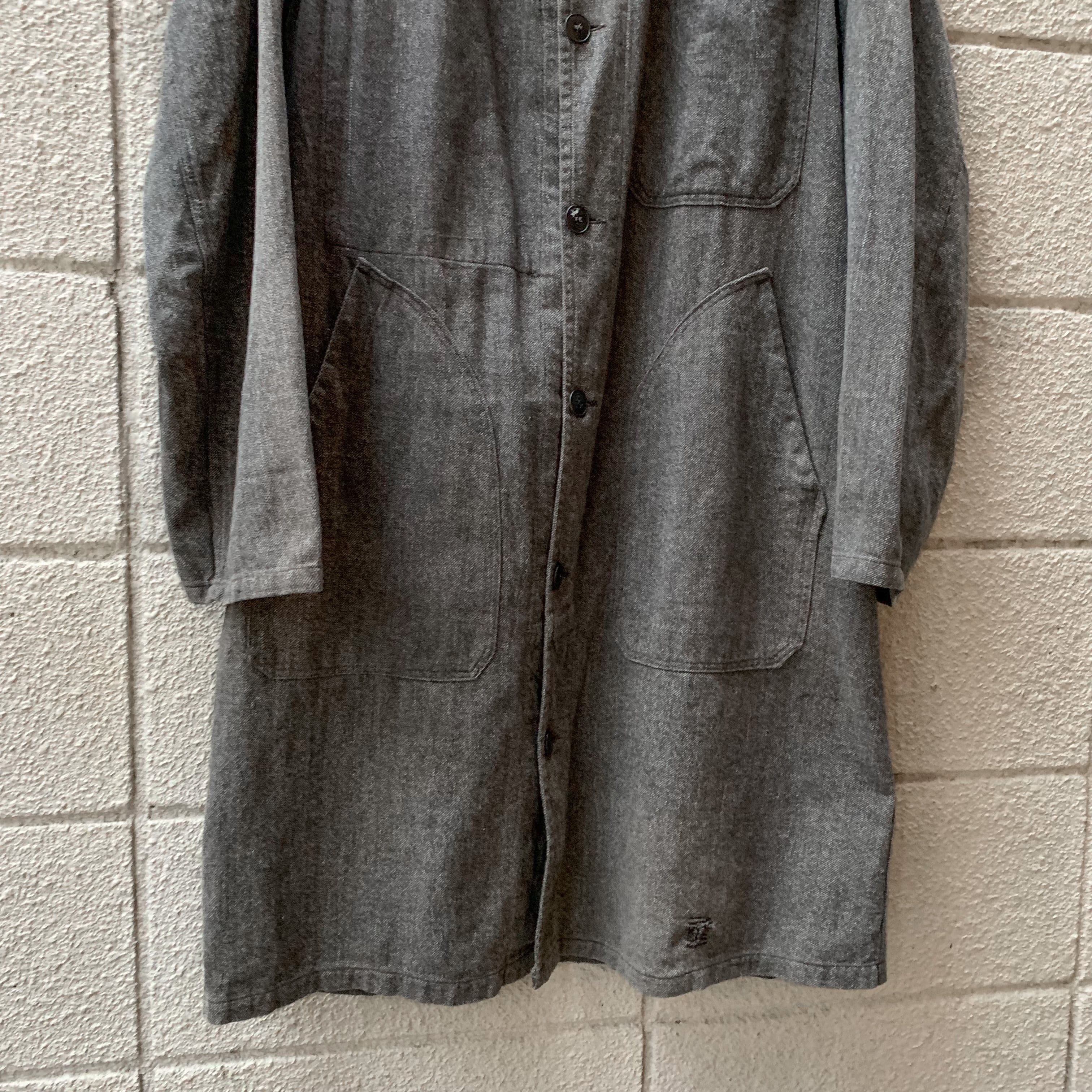 French Vintage Black Chambray Atelier Coat / フレンチワーク