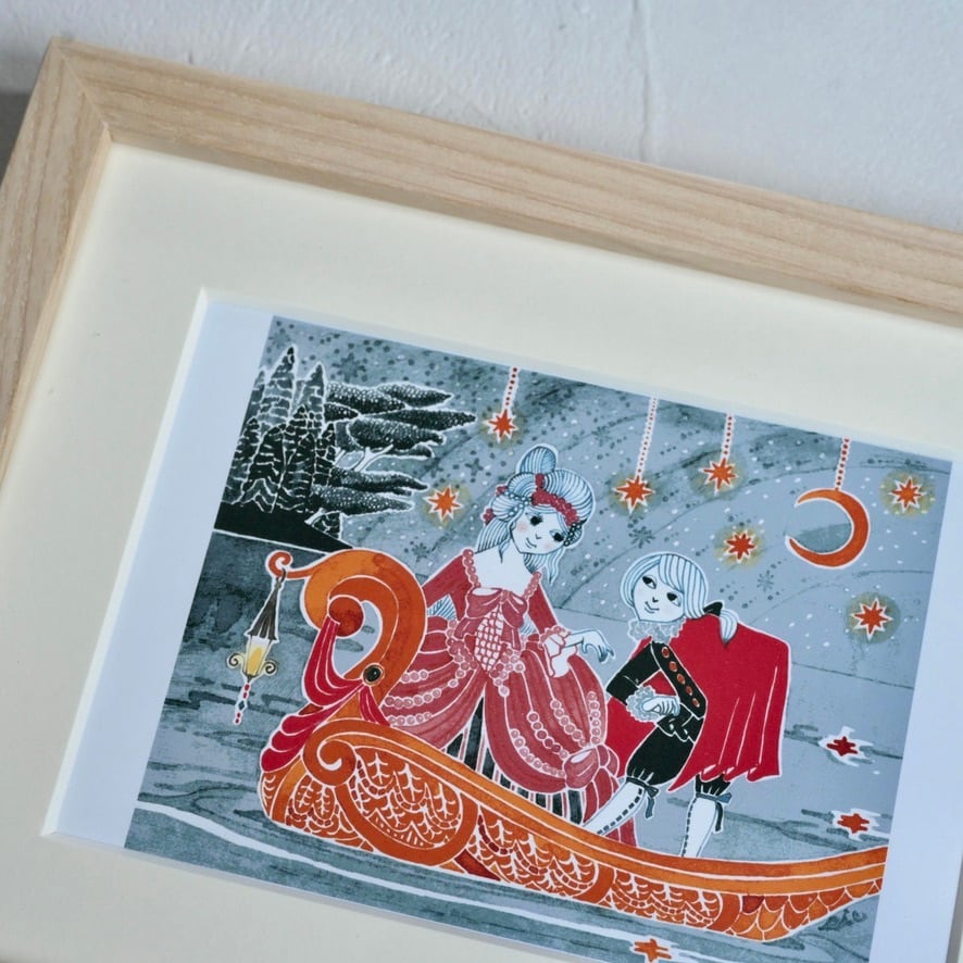 細川理衣 ガラスペン画ポストカード額装「ポストカード & casa rua