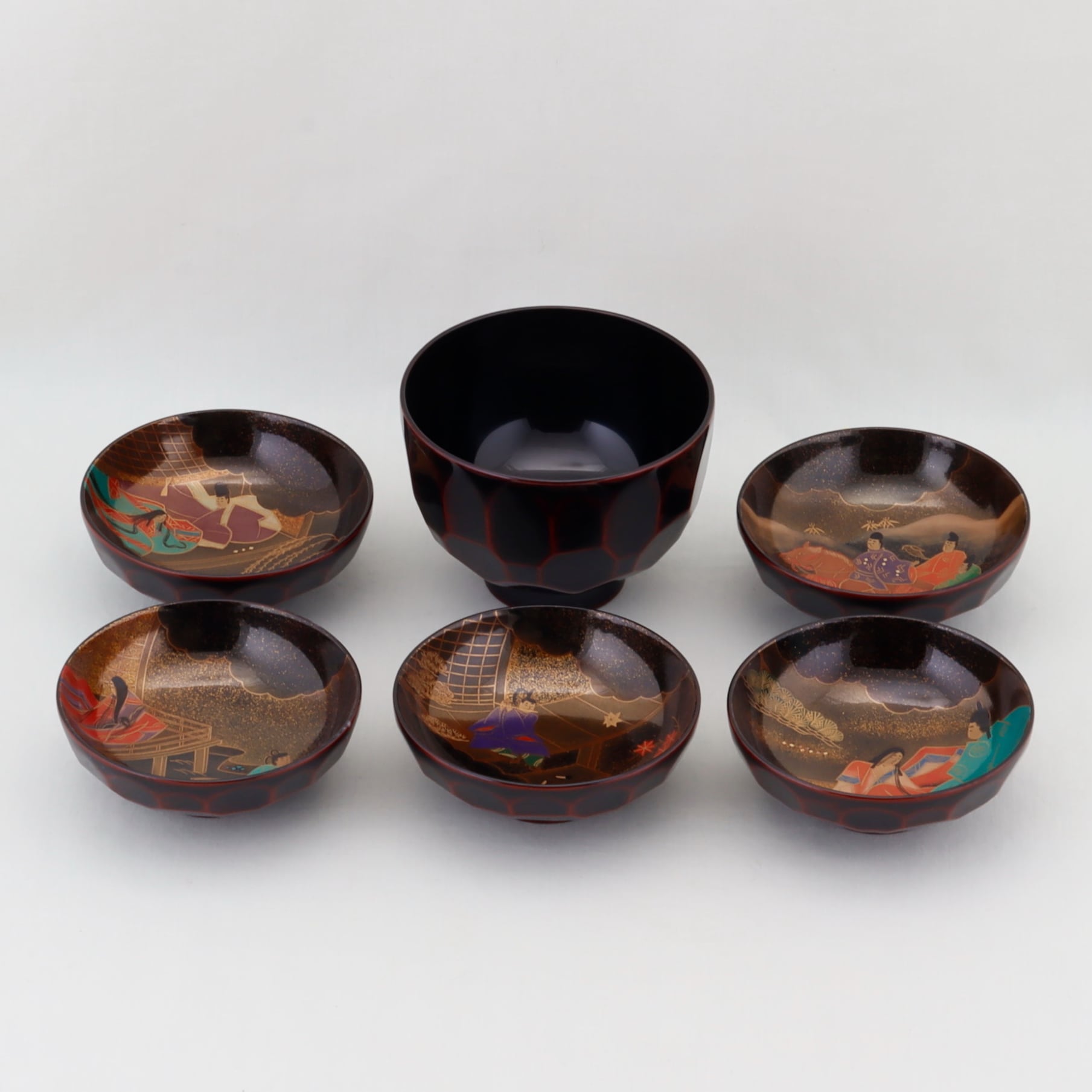 1257 輪島塗 吸物椀／亀甲形／内源氏物語蒔絵 | 輪島塗 加藤漆器店