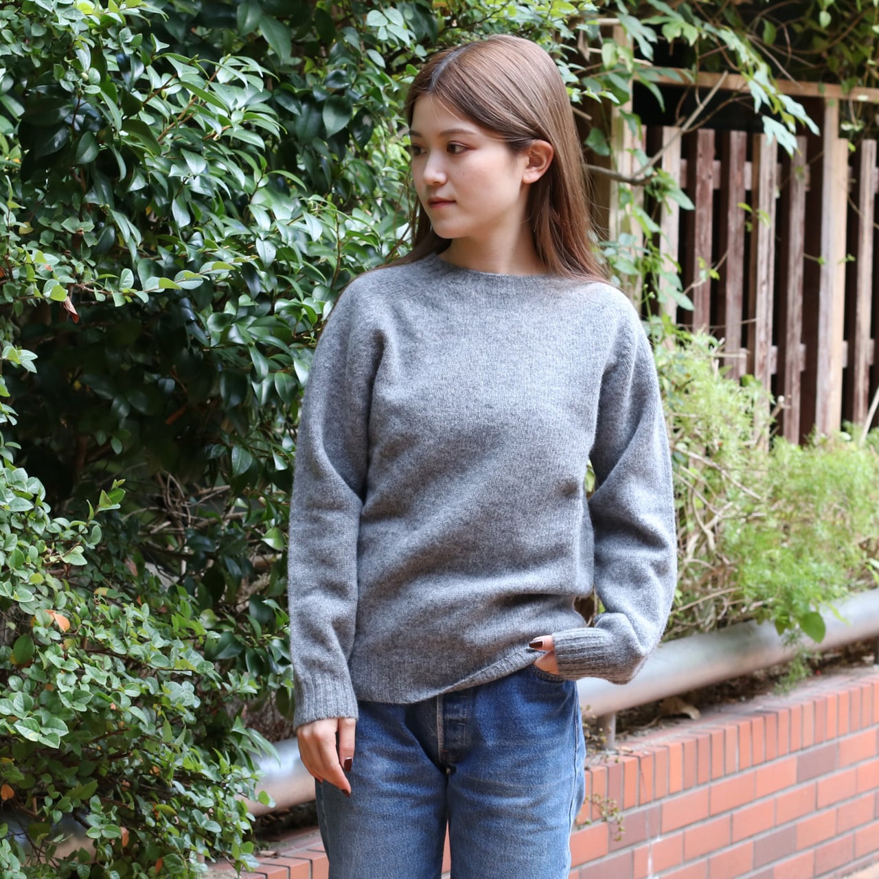 INVERALLAN インバーアラン シェットランドセーター MEDIUM GREY