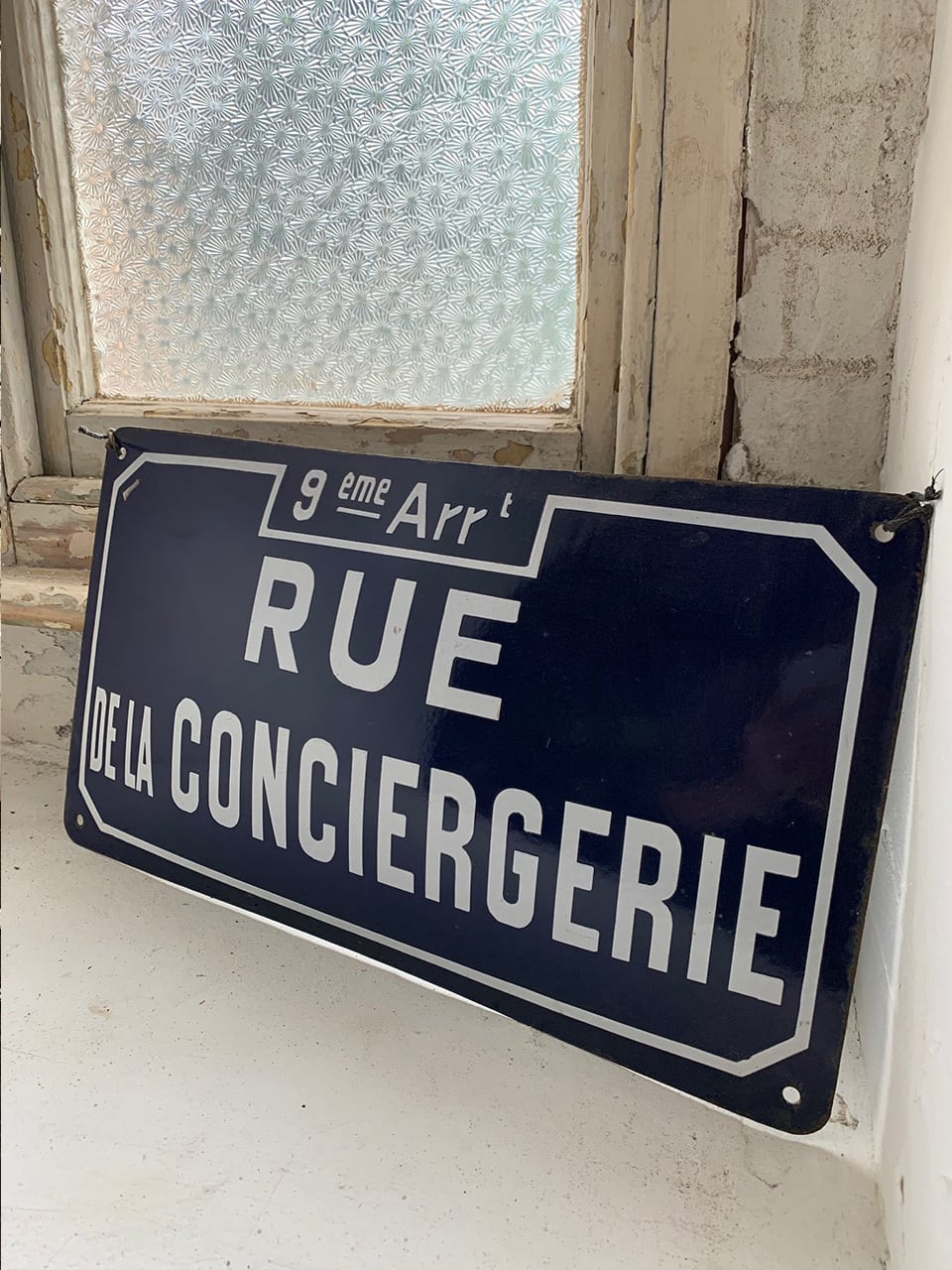 ホーローサインプレート 看板 紺色 ネイビー Rue de la Conciergerie