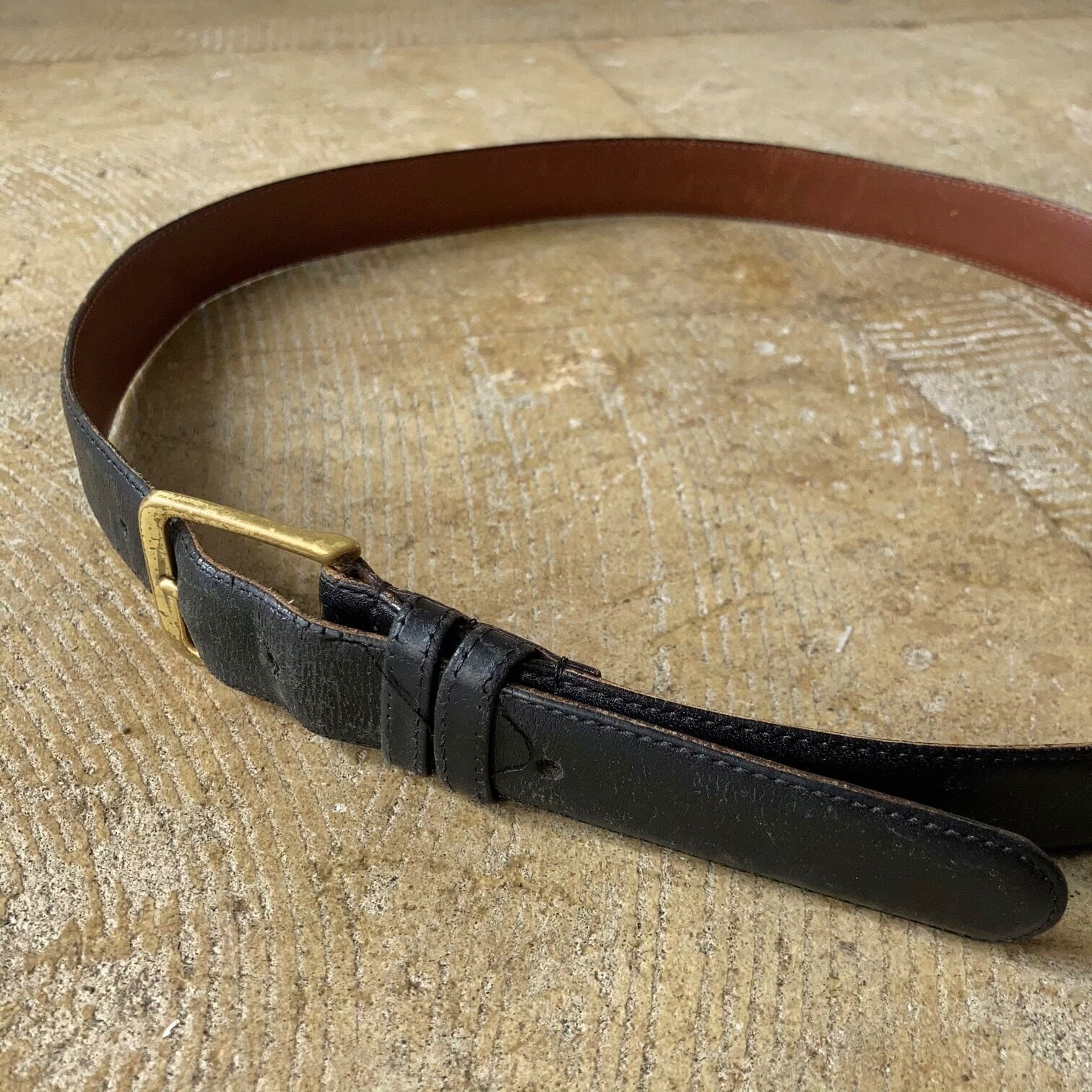 オールドCOACH レザーベルト ブラック ゴールドバックル【1211A74