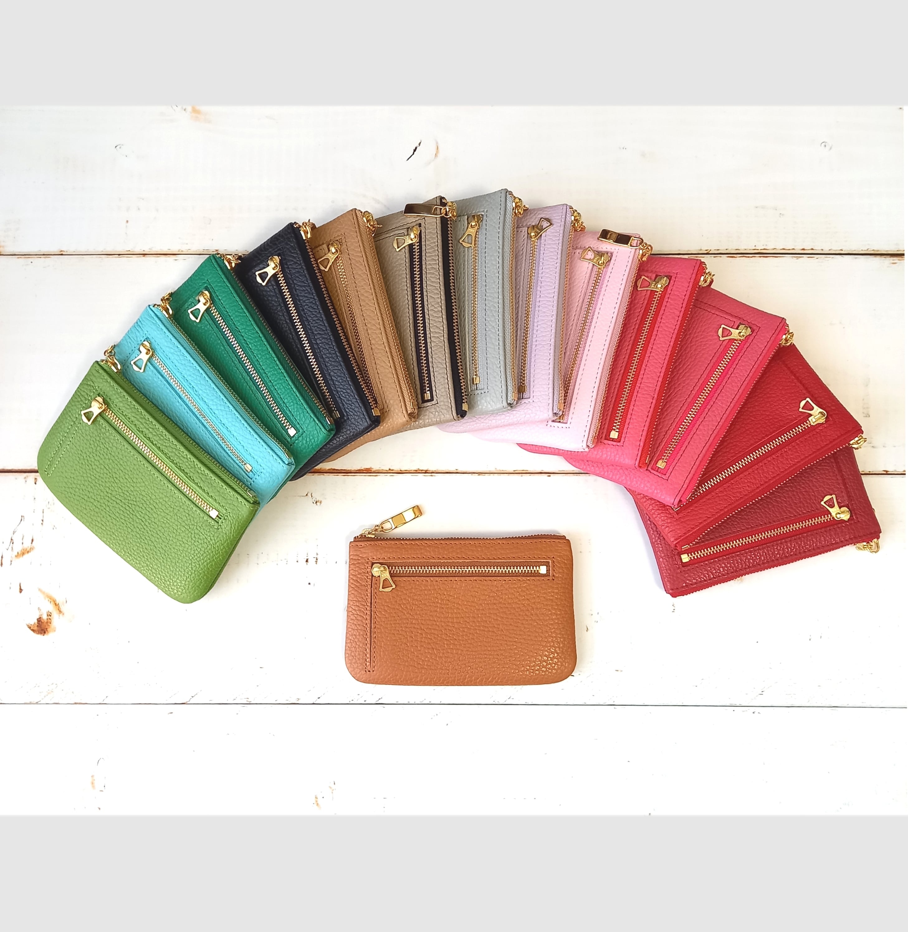 お財布にもなる本革ポーチ(レッド) ミニ財布としてもポーチとしても