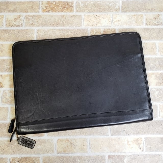 オールドコーチ ☆ レザー ドキュメントケース クラッチ ブラック A4OK