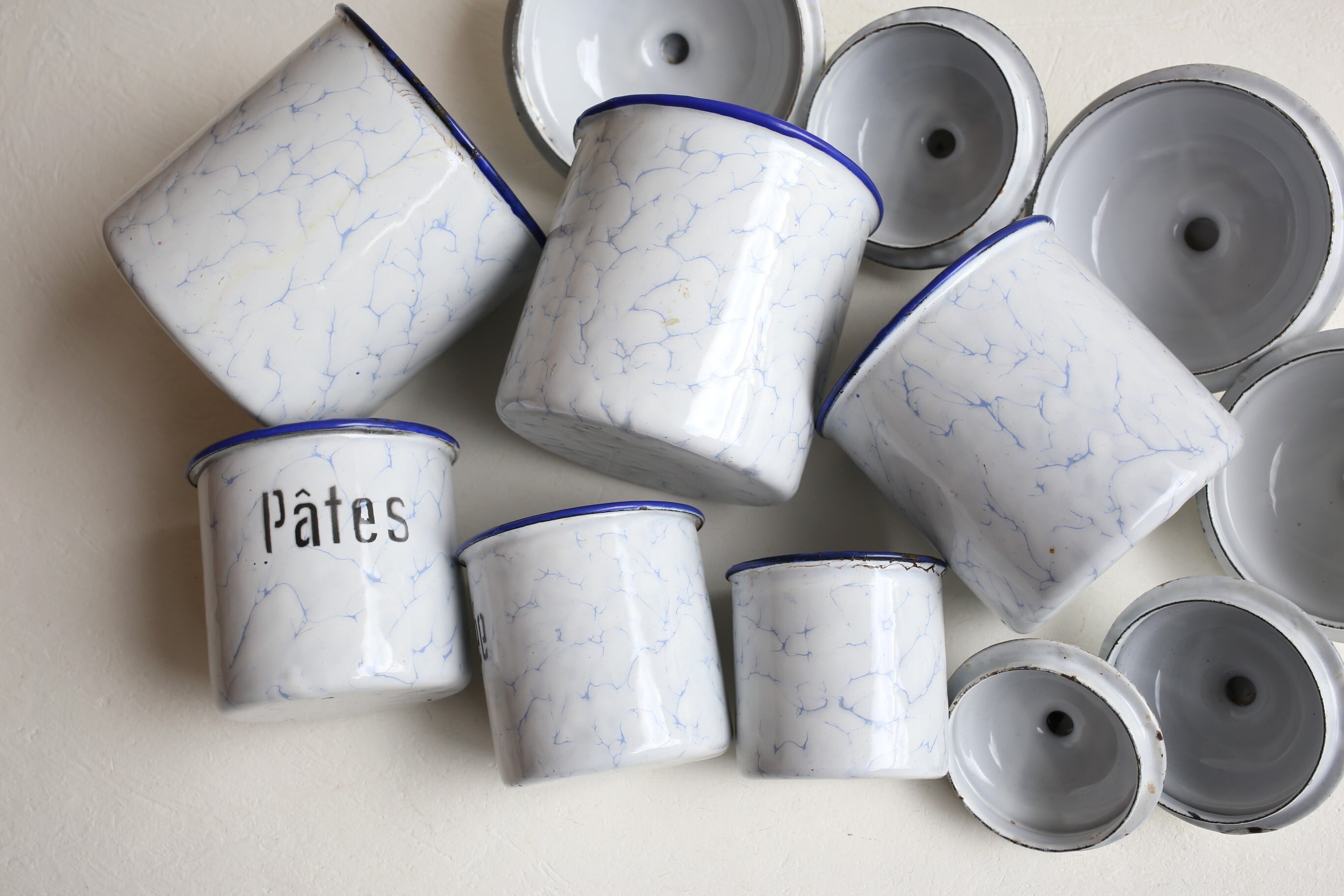 フランス アンティーク ホーロー キャニスター 6個セット N-06129