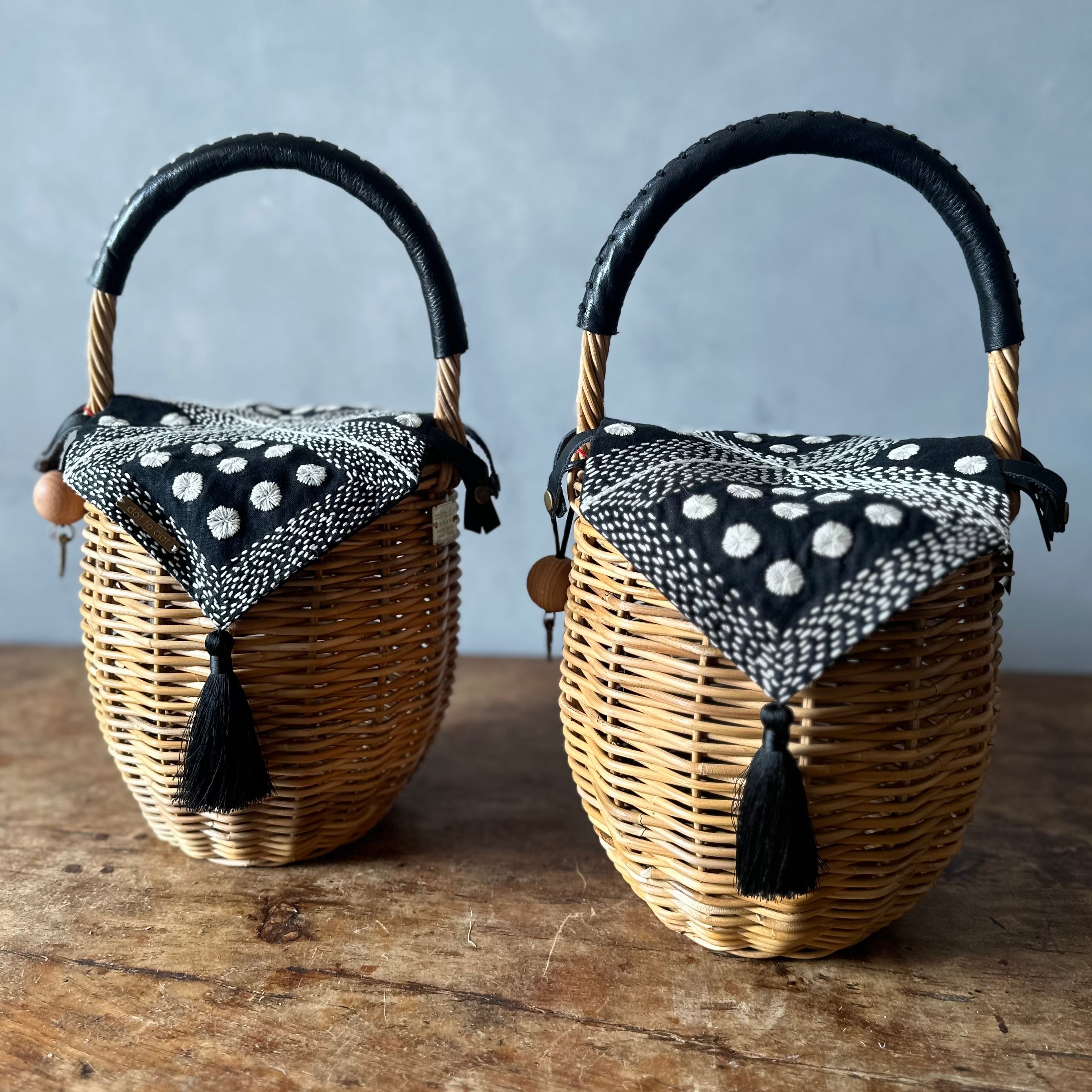 送料無料//SASHIKO STITCH どんぐりBASKET（dottodotオリジナル)カゴ